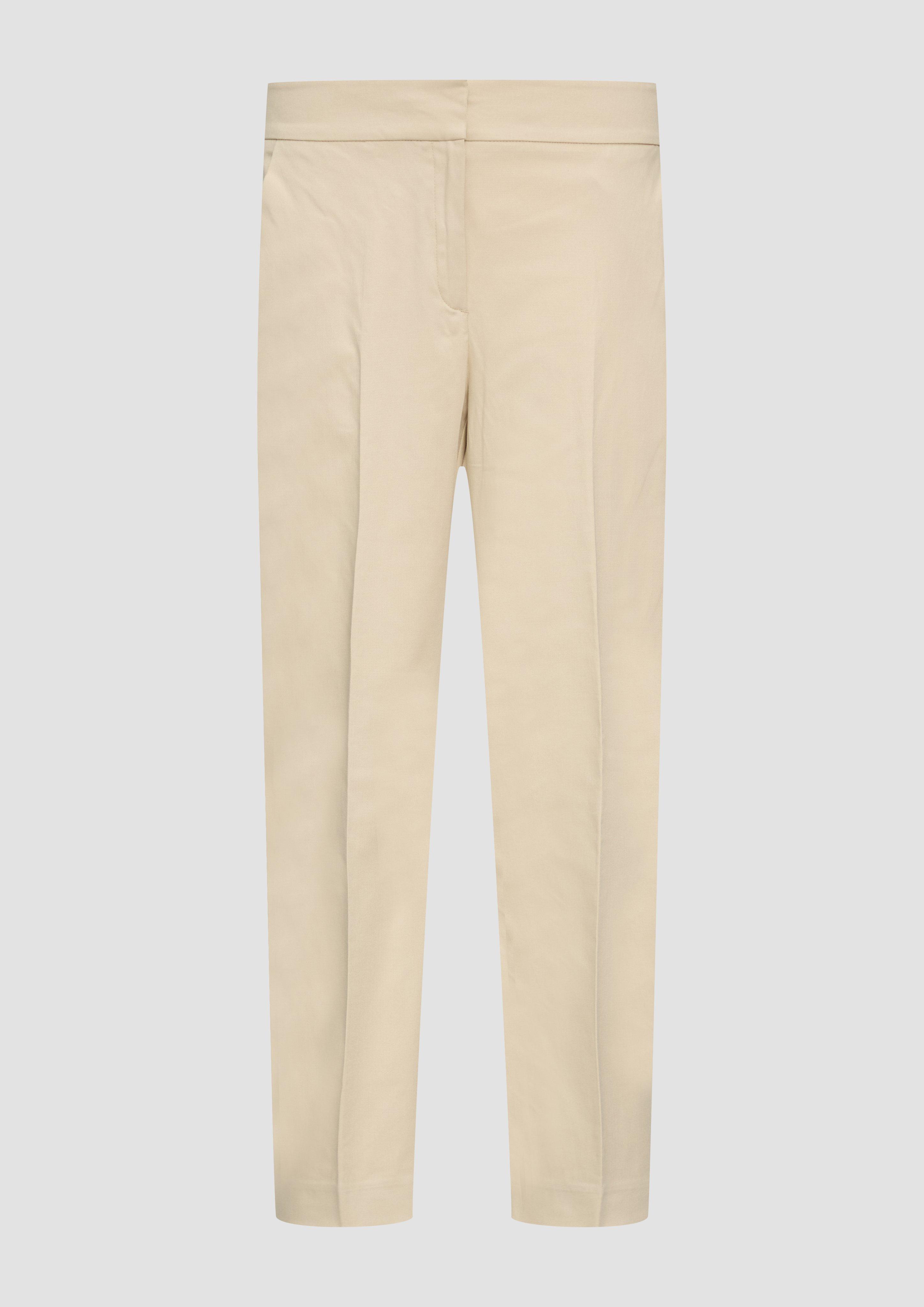 s.Oliver - Schmal zulaufende Hose aus Baumwollsatin, Damen, Beige