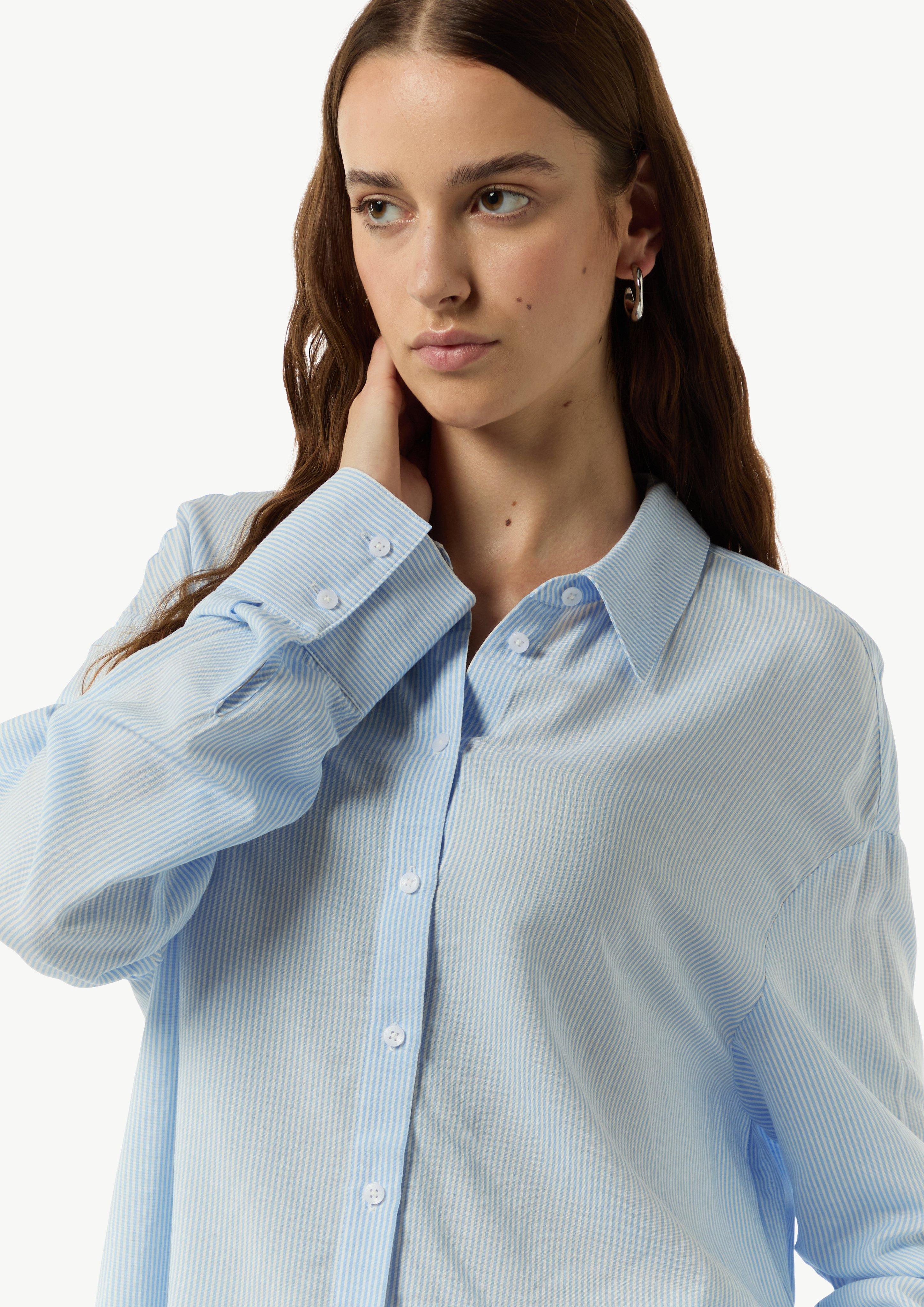 Gestreifte Longbluse im Loose Fit - arktisblau | Comma
