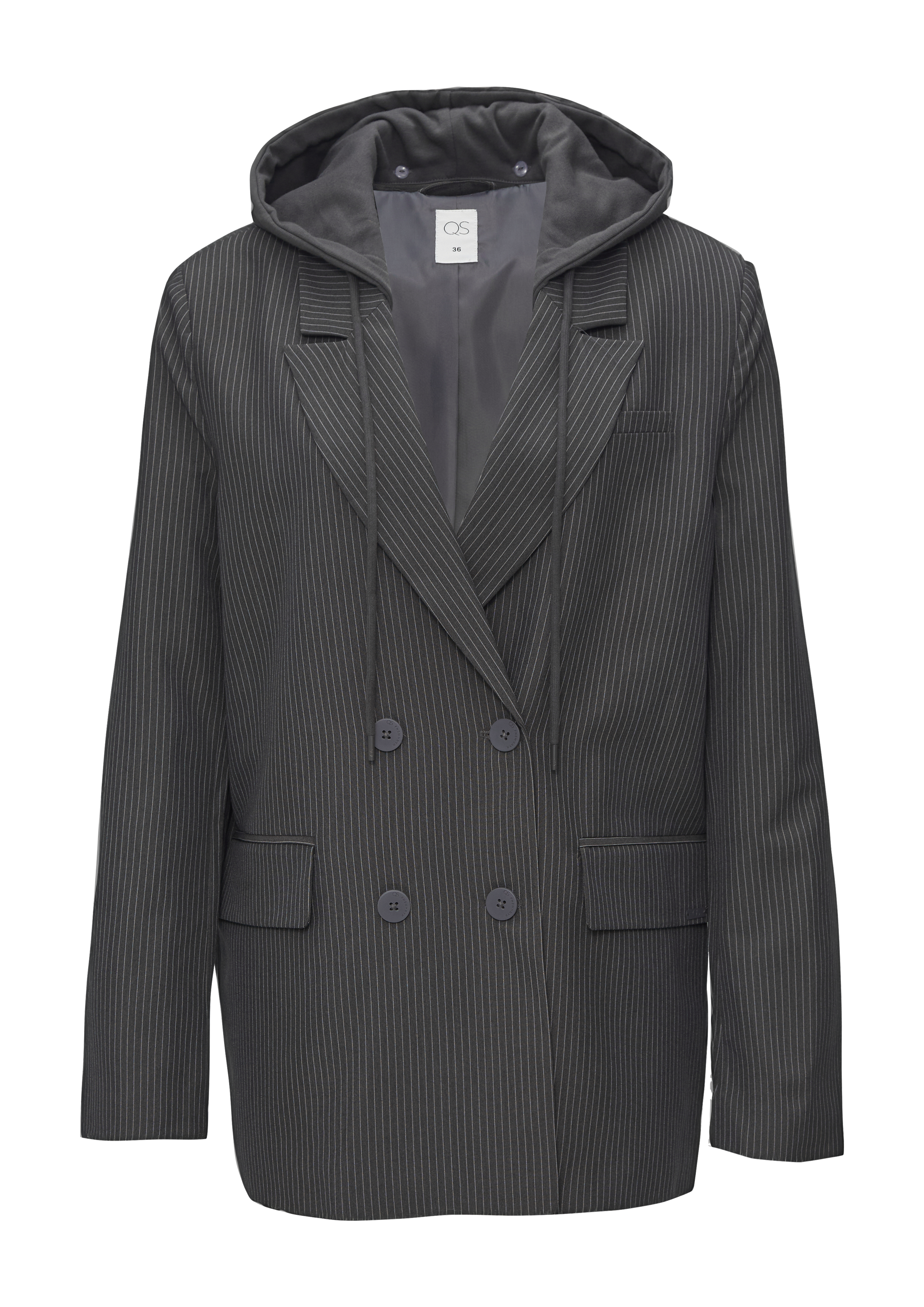 Blazer met krijtstreep en capuchon