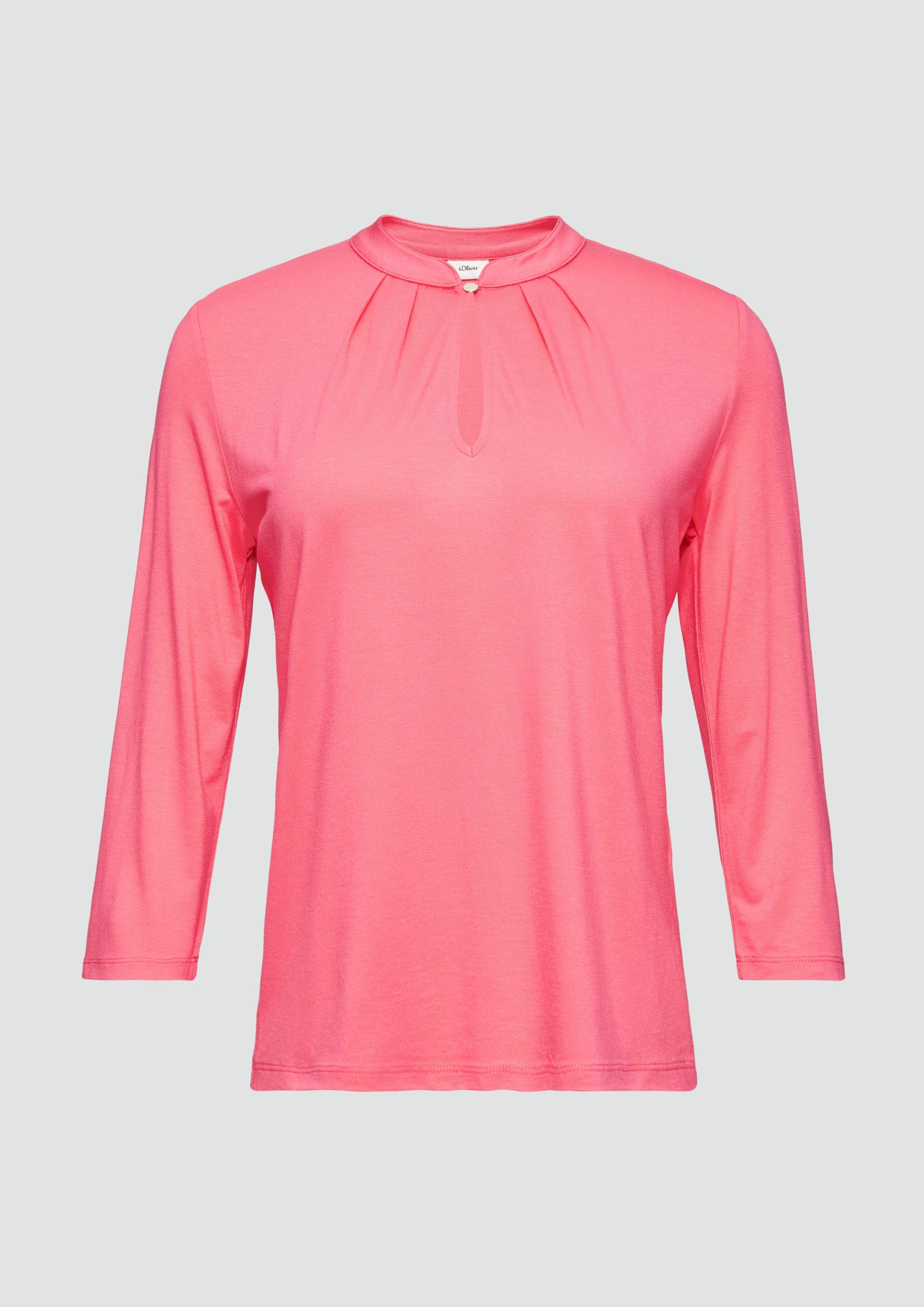 s.Oliver - T-Shirt mit 3/4-Arm aus Viskosemix, Damen, Rosa