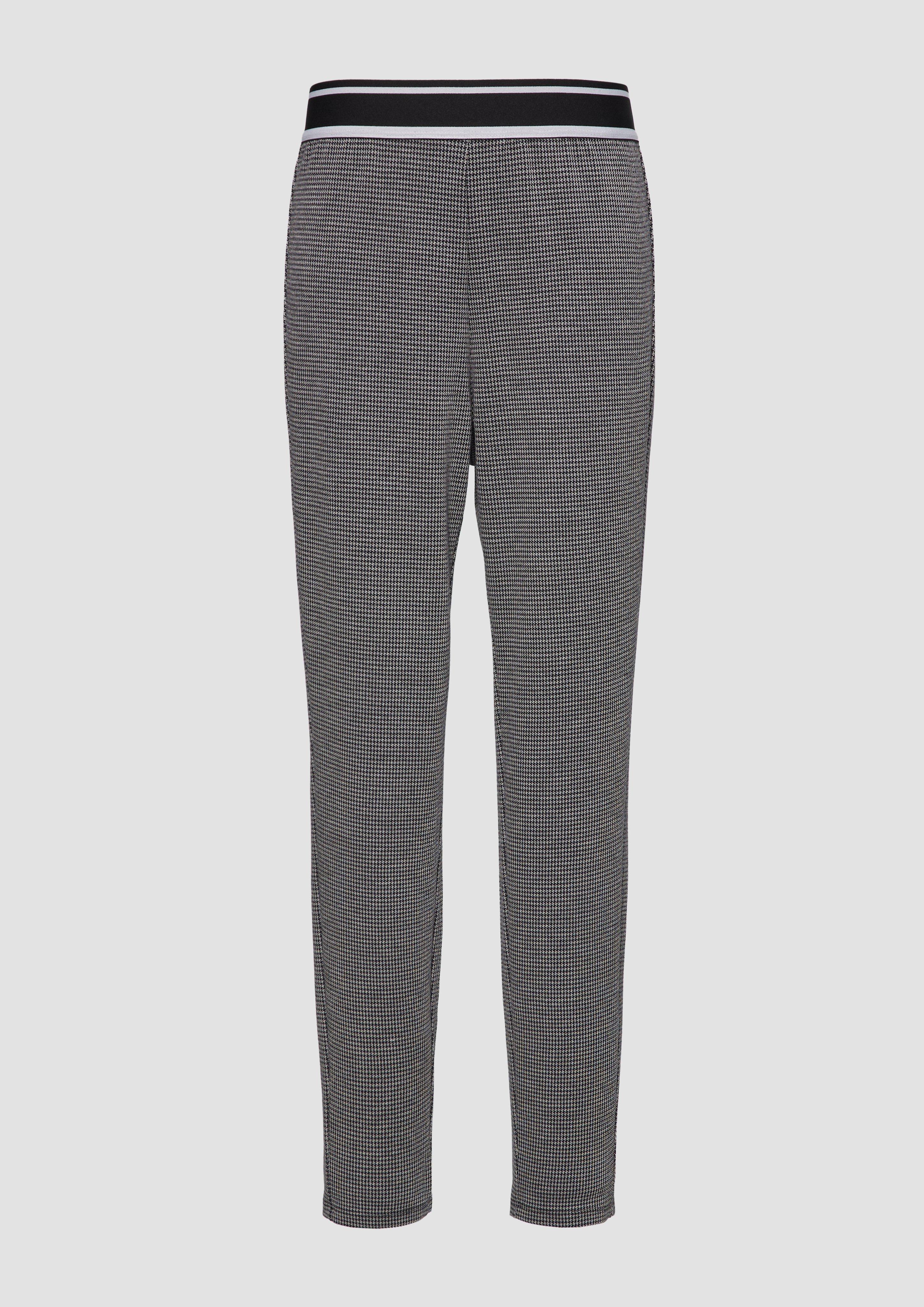 s.Oliver - Komfortable Leggings mit Hahnentrittmuster, Damen, schwarz