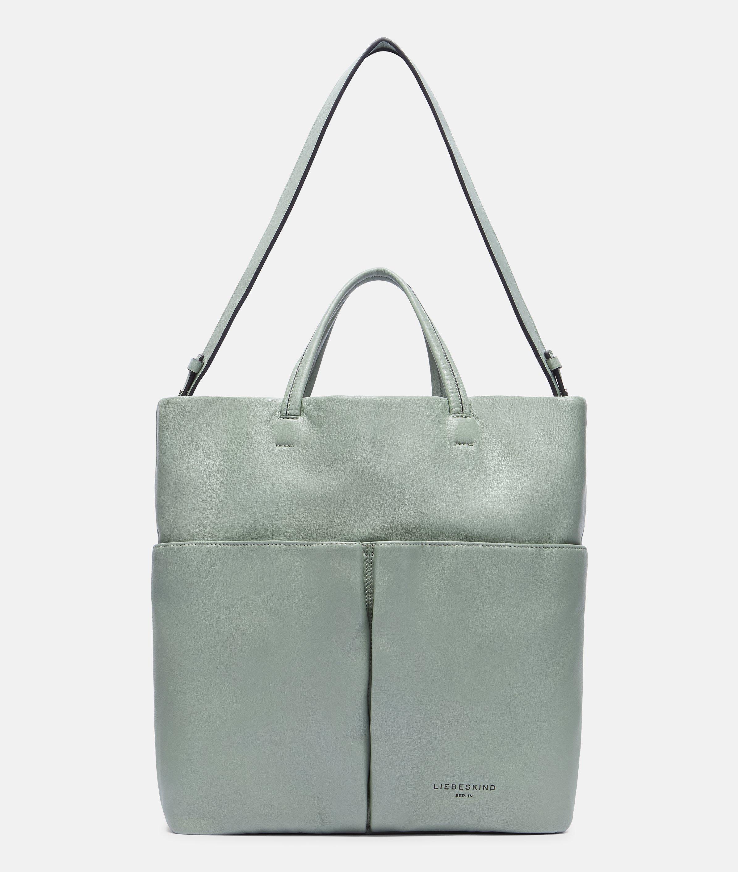 Hera Tote L in green, cream, grey & black