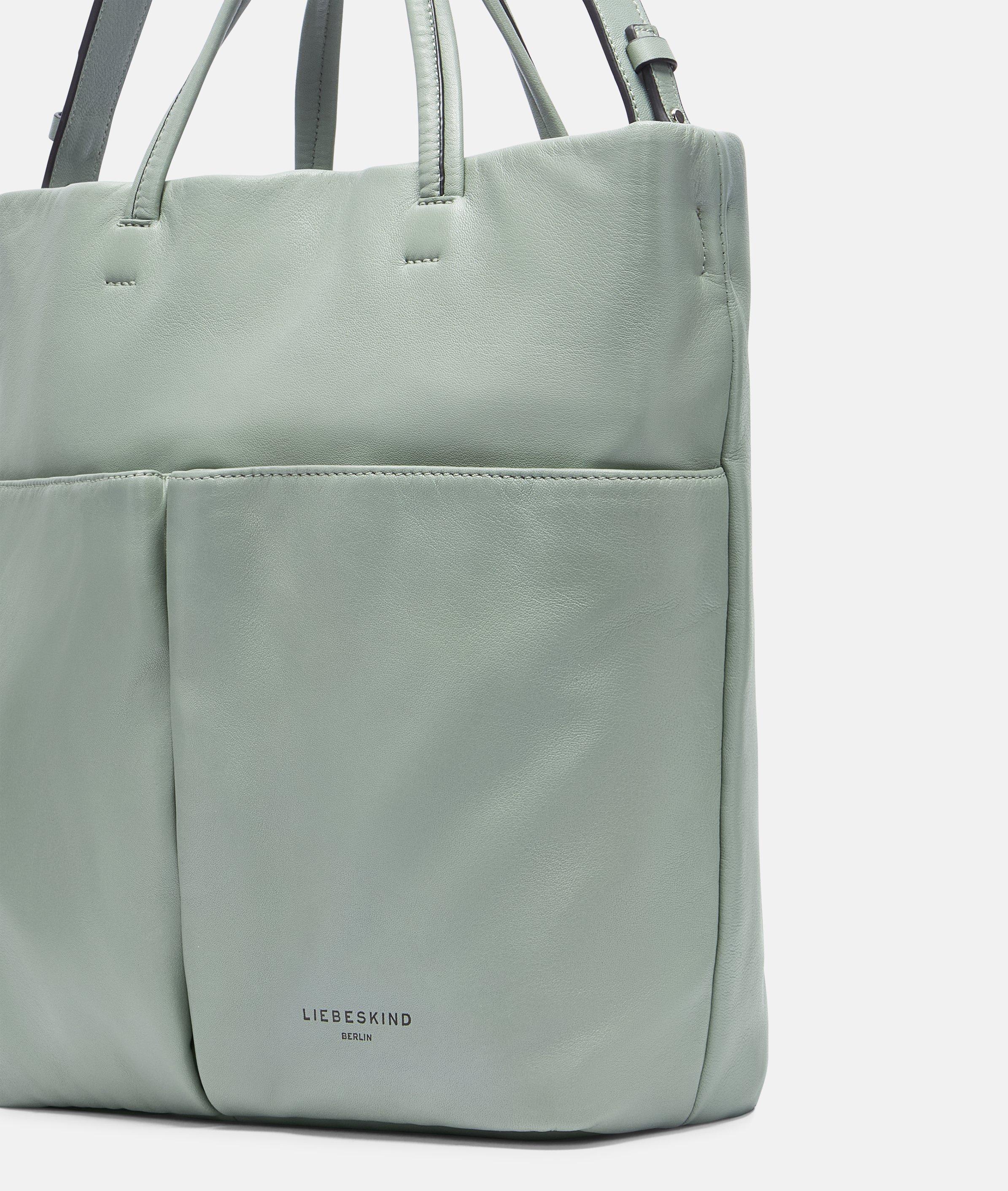 Hera Tote L in green, cream, grey & black