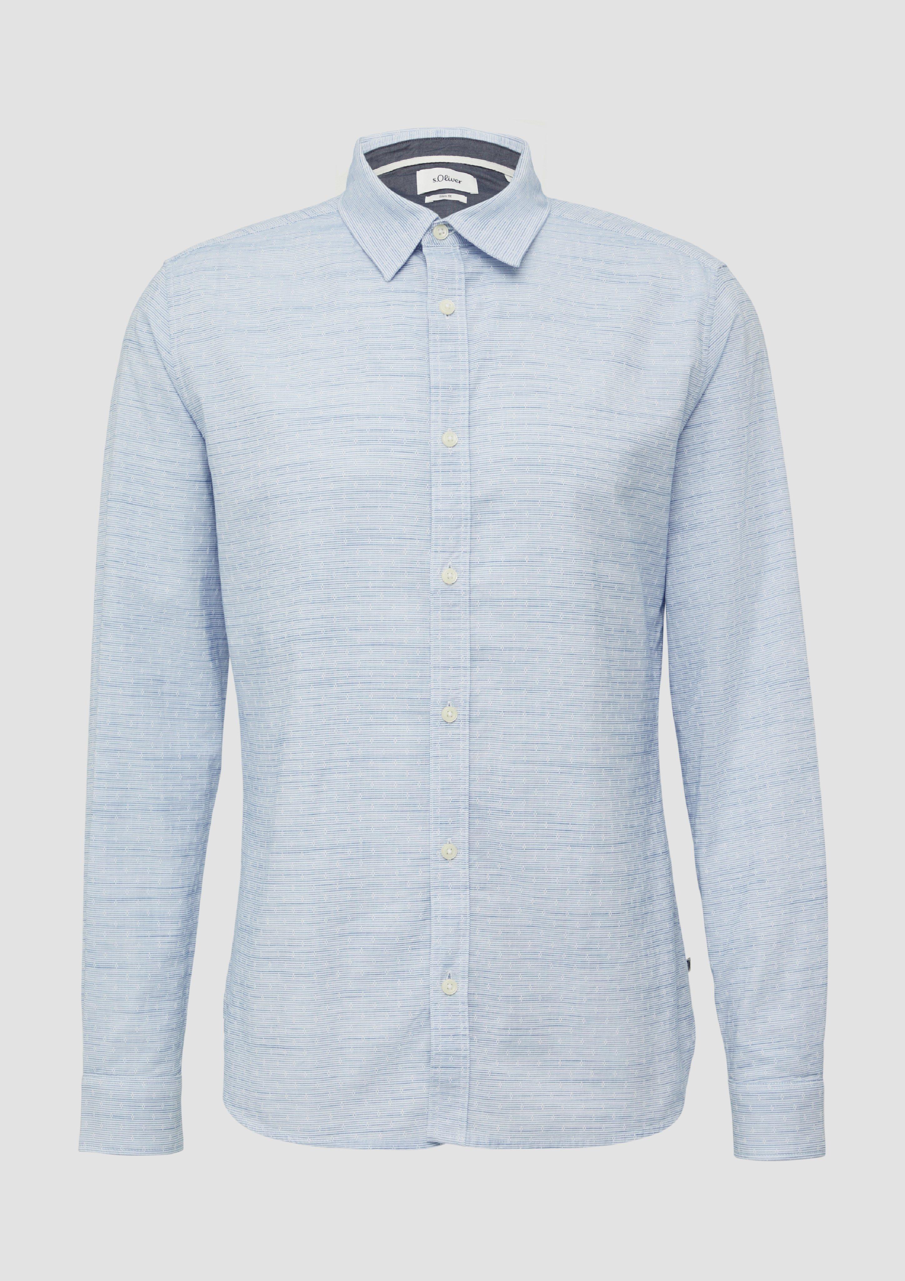 s.Oliver - Slim Fit: Strukturiertes Hemd mit Kentkragen, Herren, blau