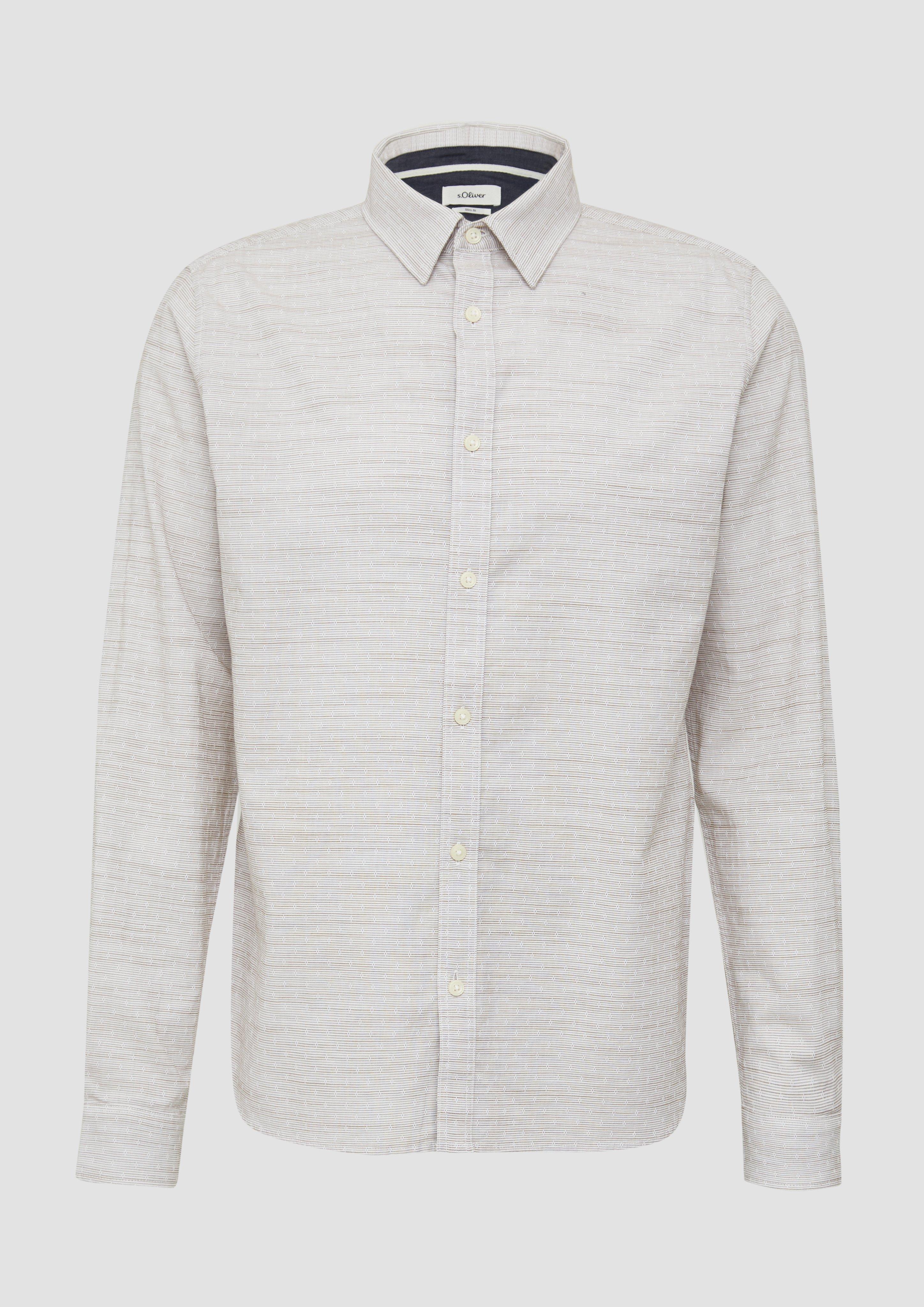 s.Oliver - Slim Fit: Strukturiertes Hemd mit Kentkragen, Herren, braun