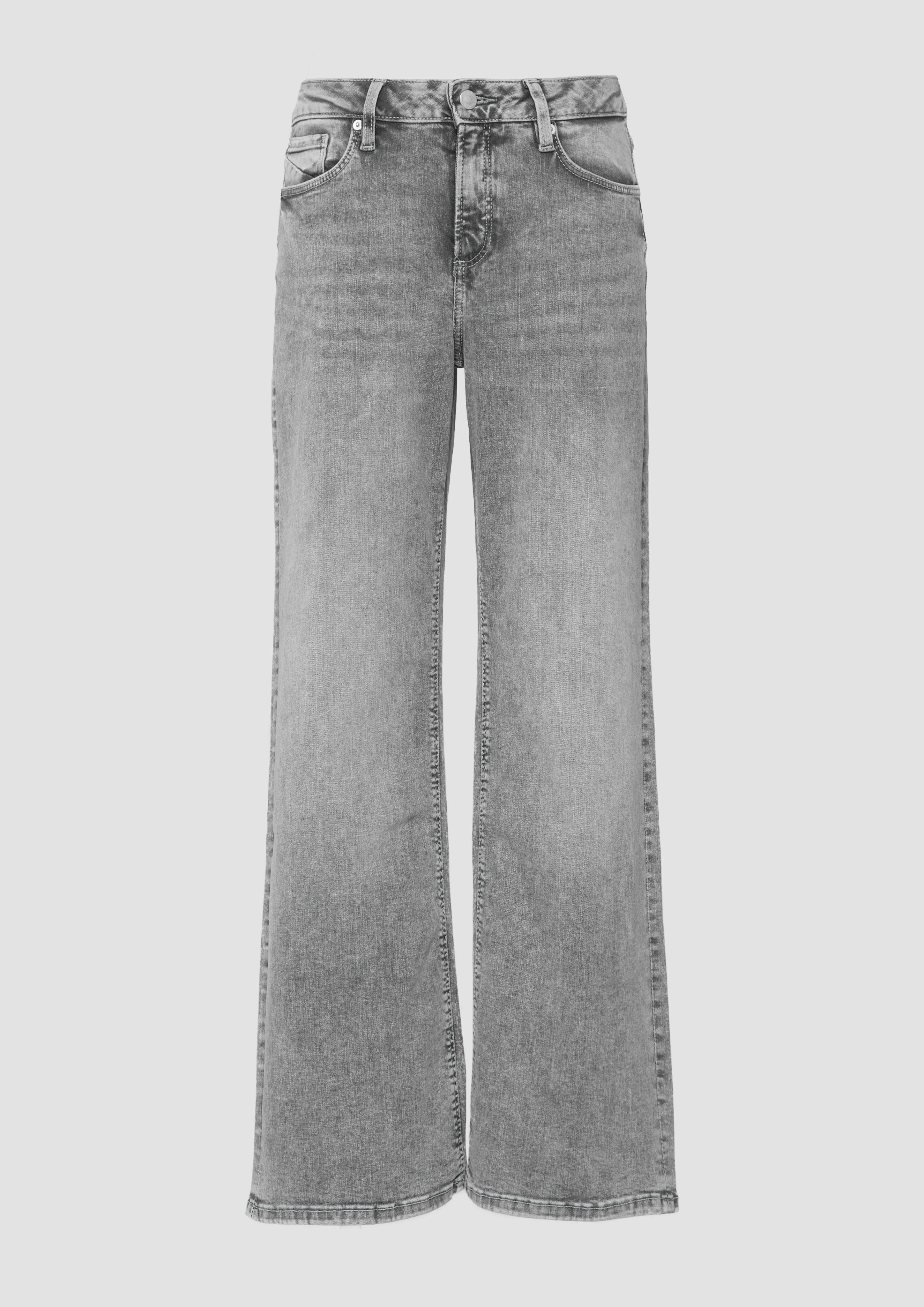 QS - Jeans Catie / Slim Fit / Mid Rise / Wide Leg / Superstretch, Damen, grau