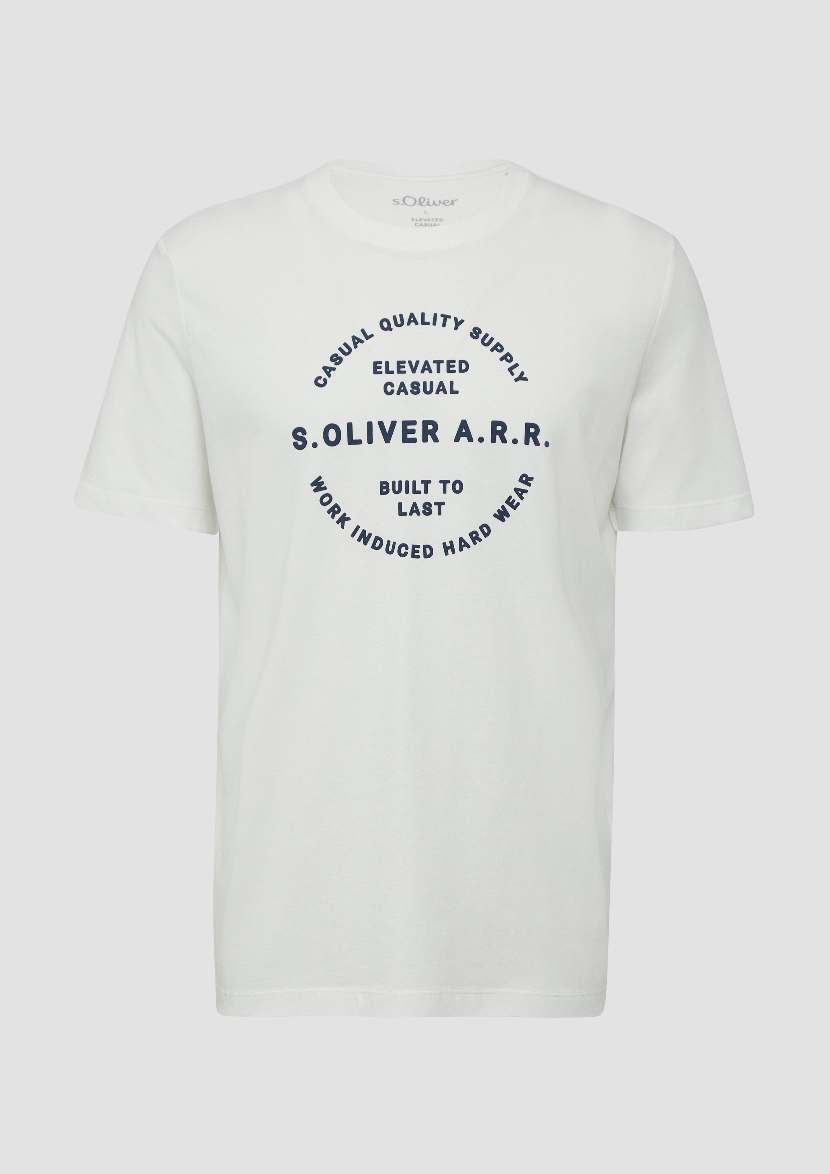 s.Oliver - T-Shirt mit Artwork, Herren, weiß