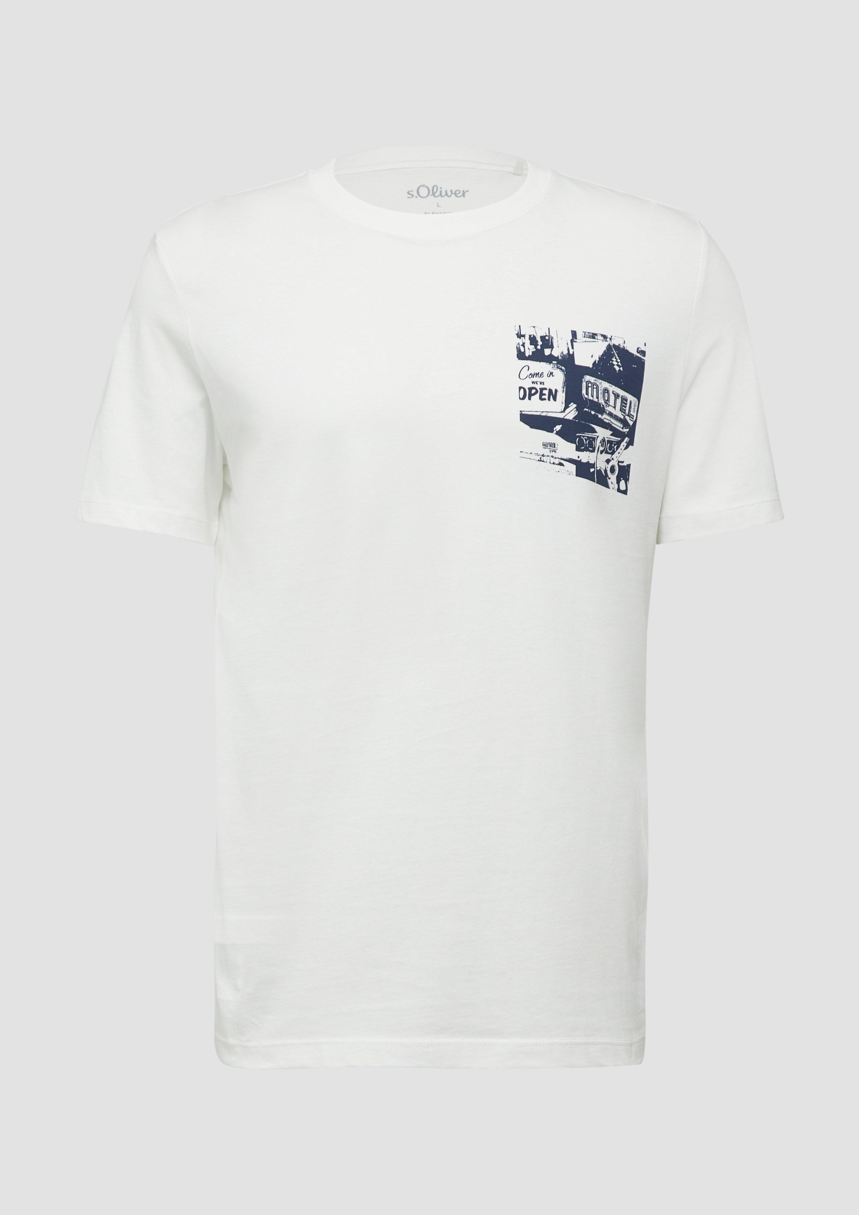 s.Oliver - T-Shirt mit Artwork, Herren, weiß
