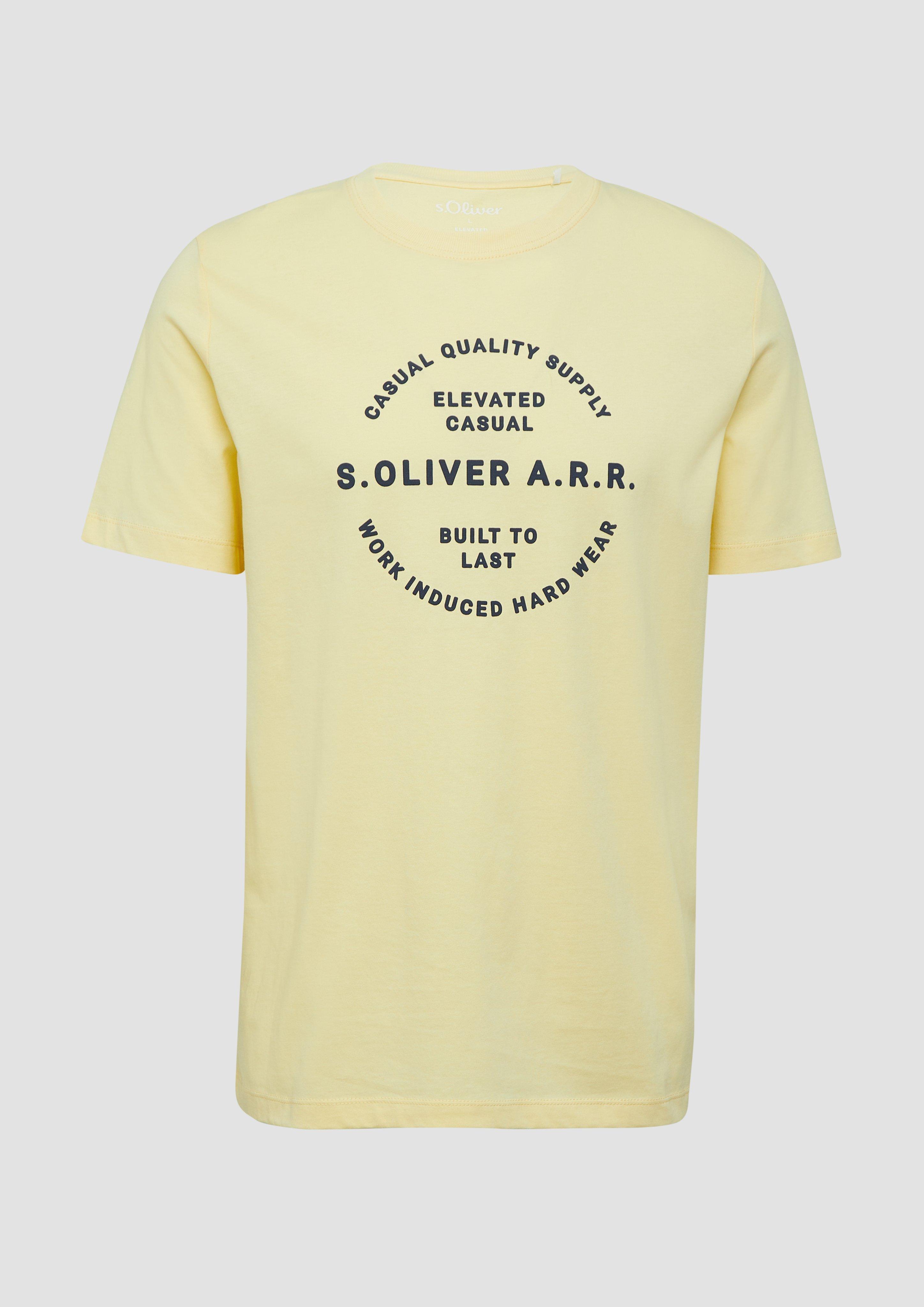 s.Oliver - T-Shirt mit Artwork, Herren, gelb