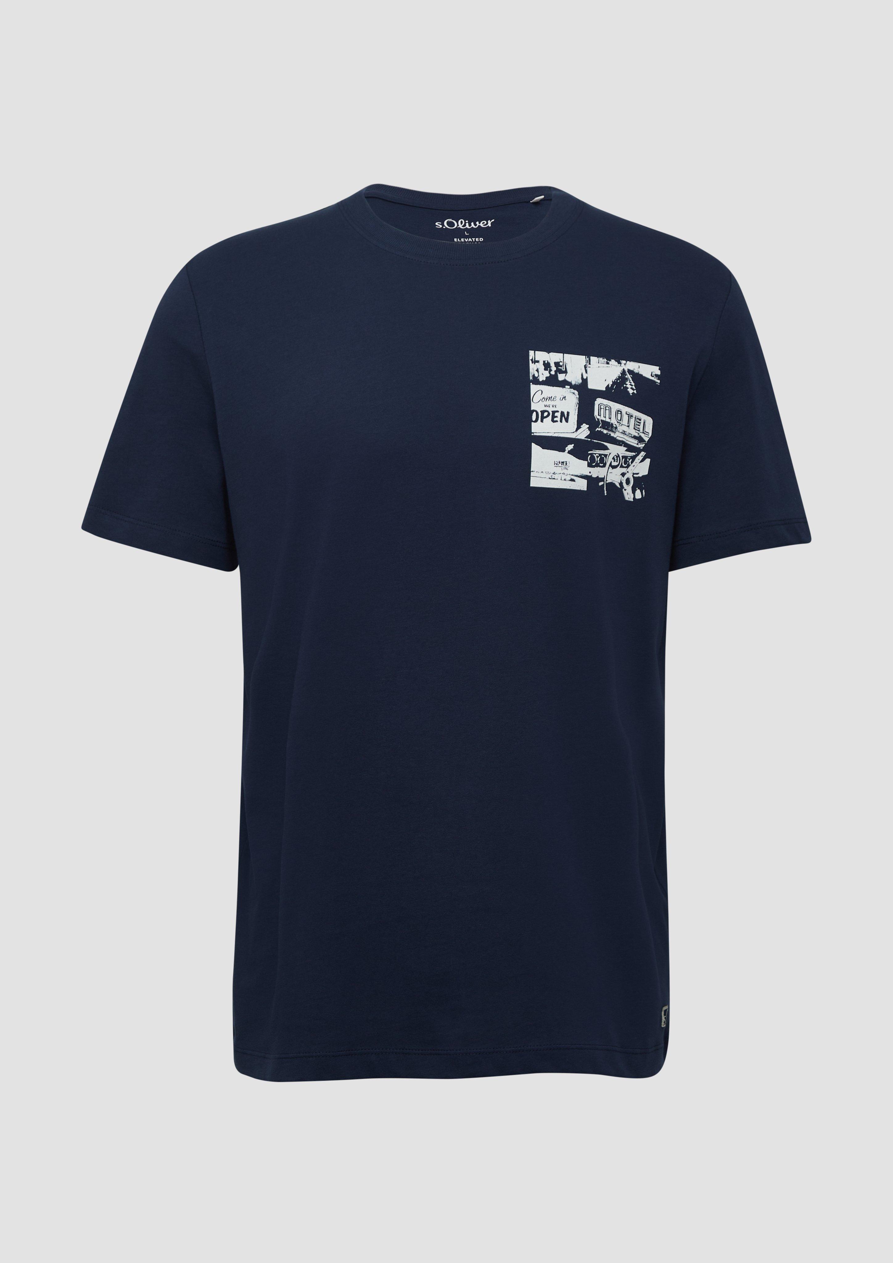 s.Oliver - T-Shirt mit Artwork, Herren, blau