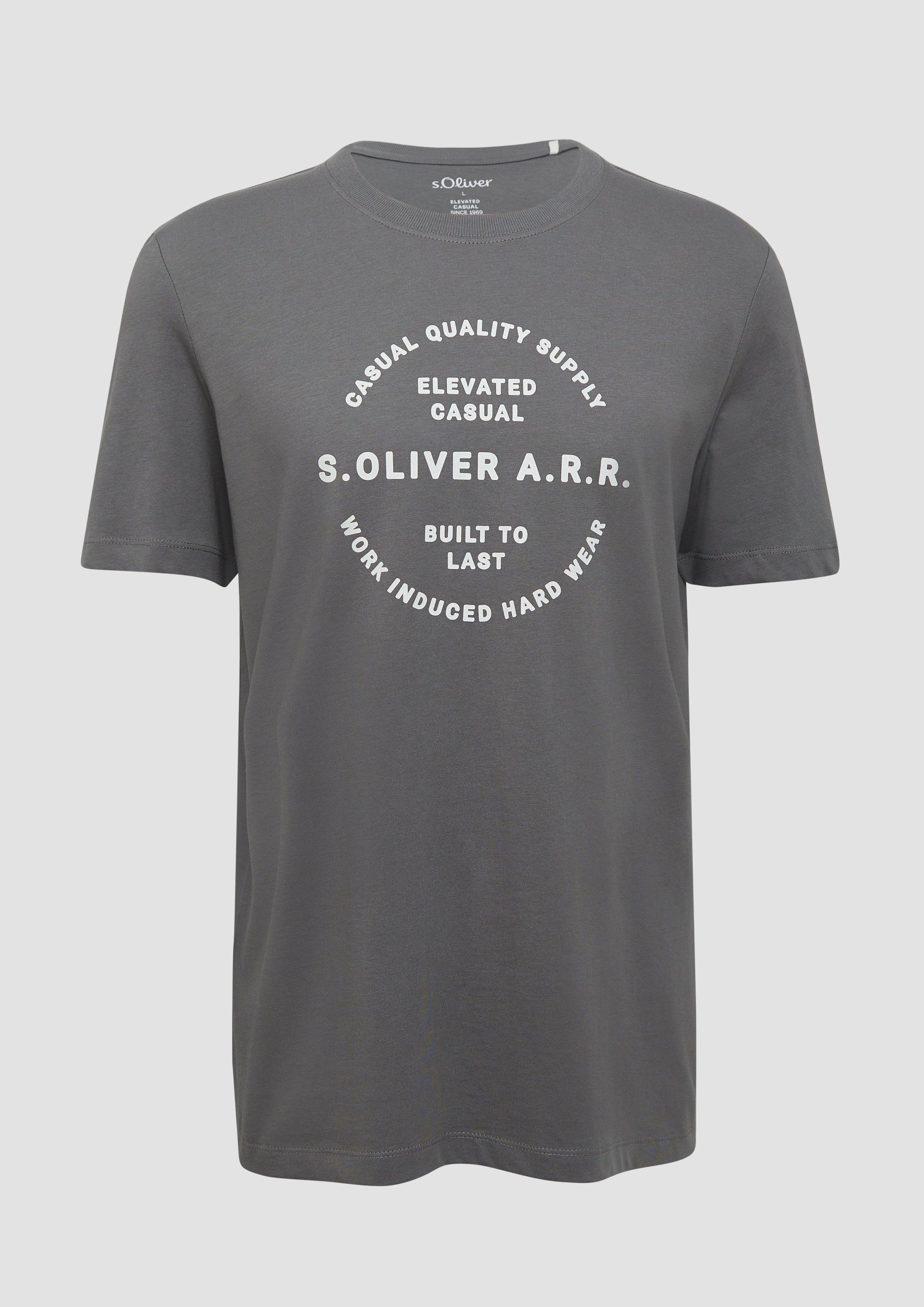 s.Oliver - T-Shirt mit Artwork, Herren, grau