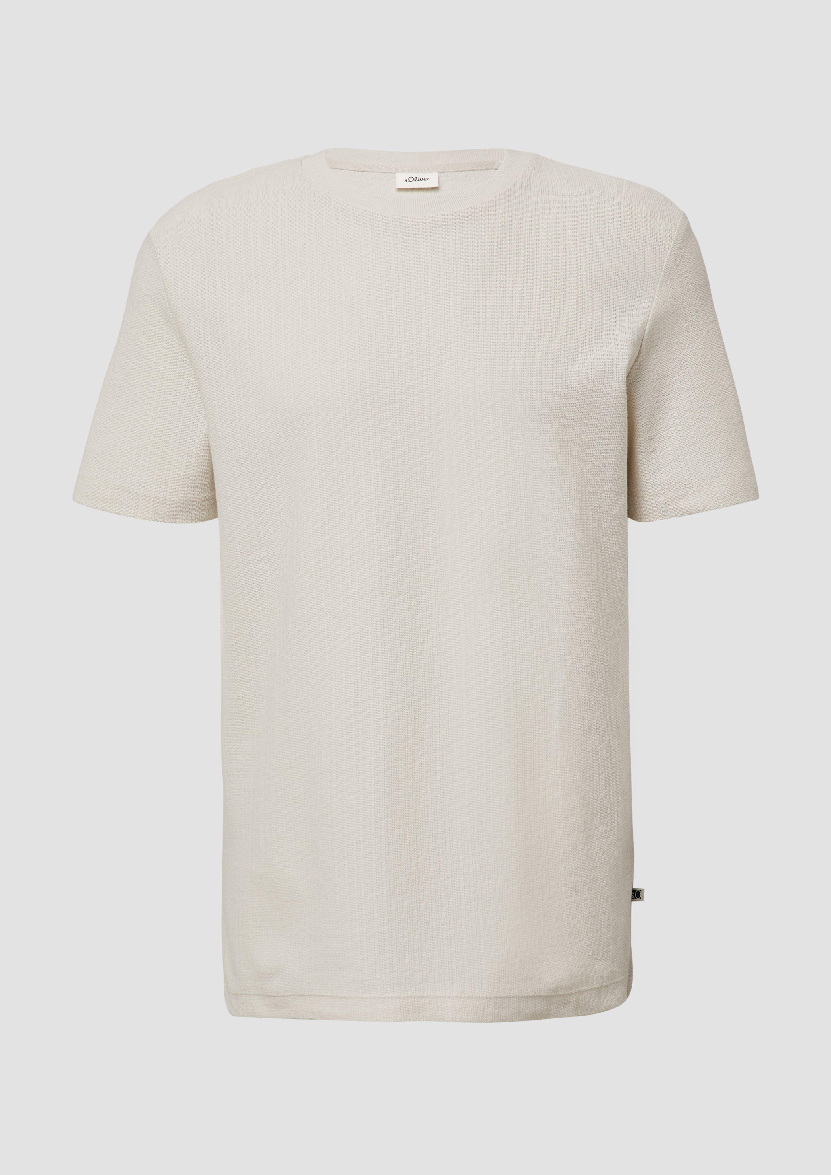 s.Oliver - Baumwoll-T-Shirt aus Strukturjersey, Herren, creme