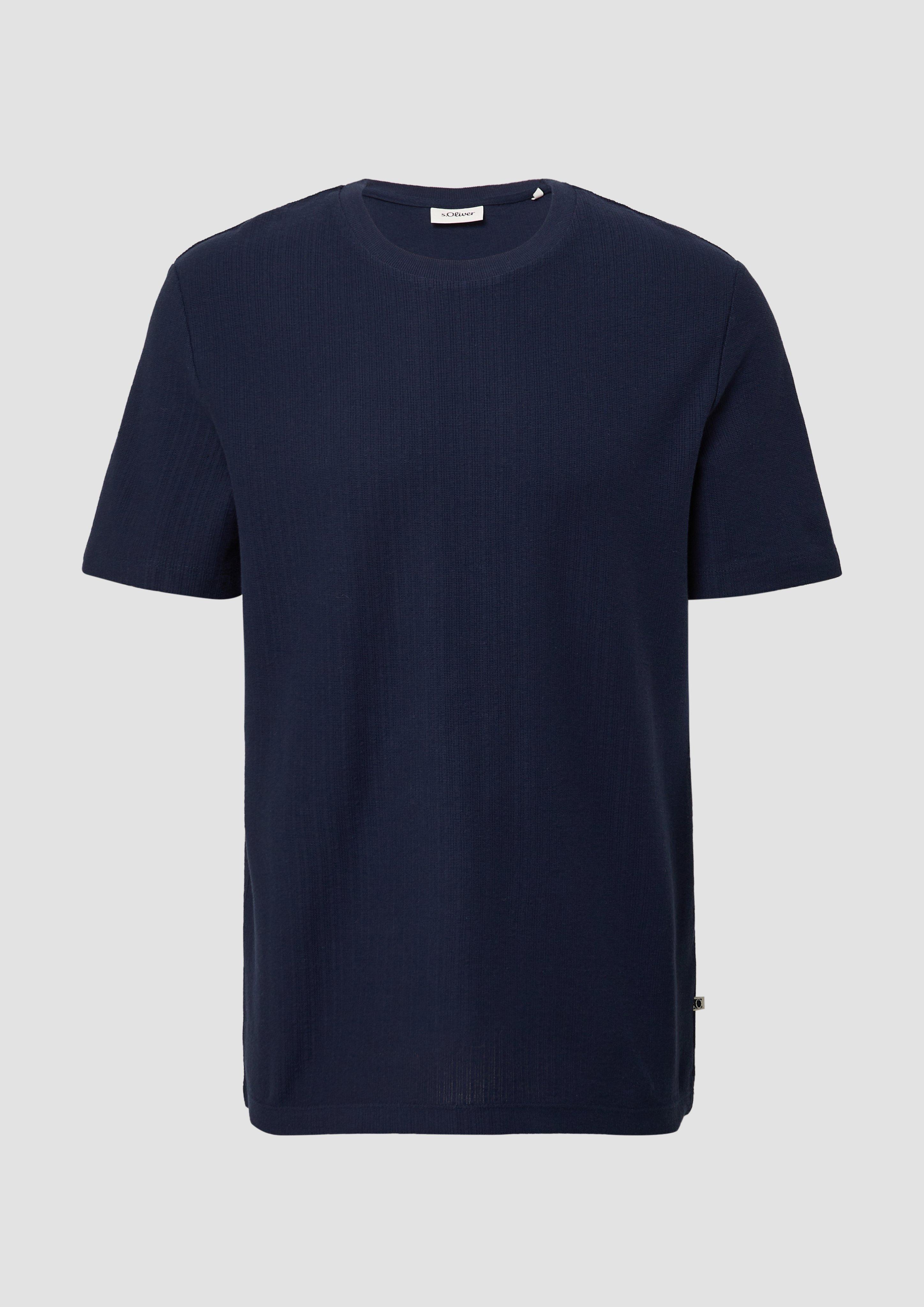 s.Oliver - Baumwoll-T-Shirt aus Strukturjersey, Herren, blau