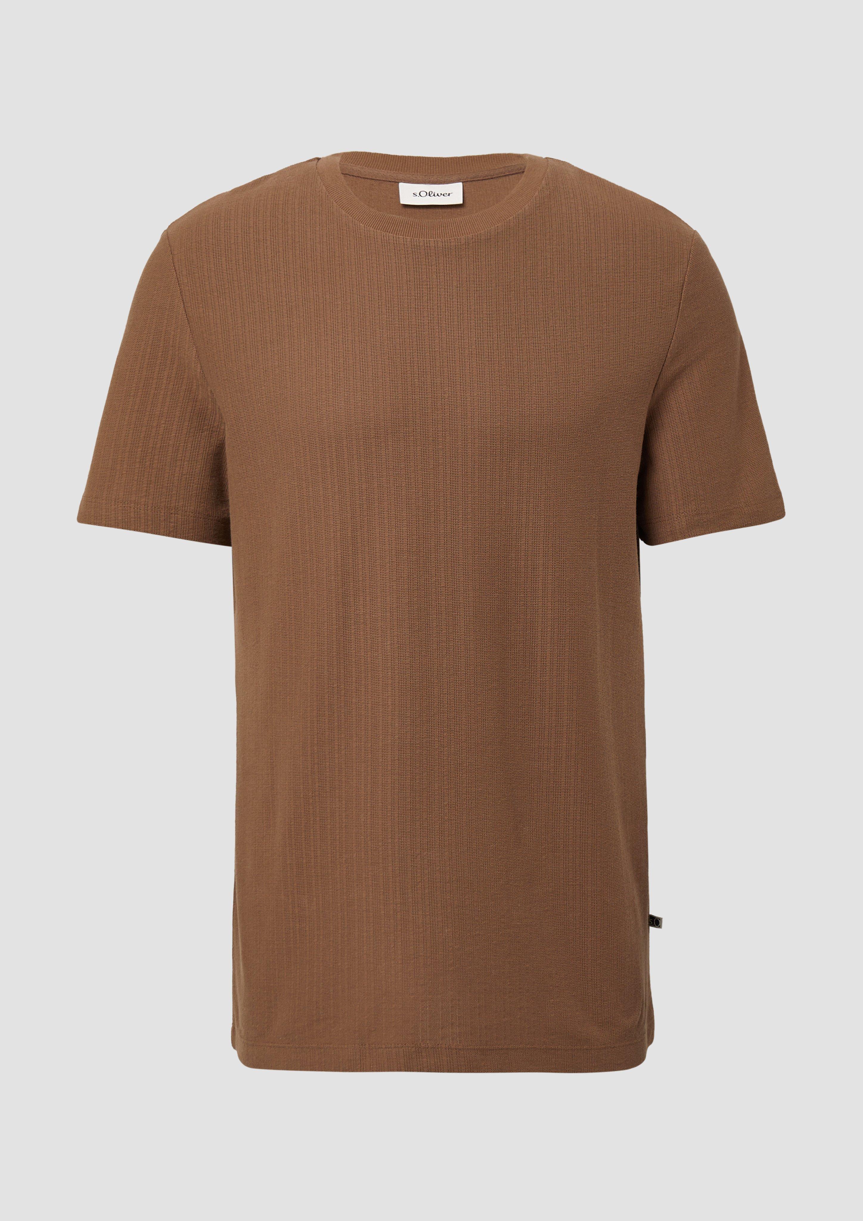 s.Oliver - Baumwoll-T-Shirt aus Strukturjersey, Herren, braun