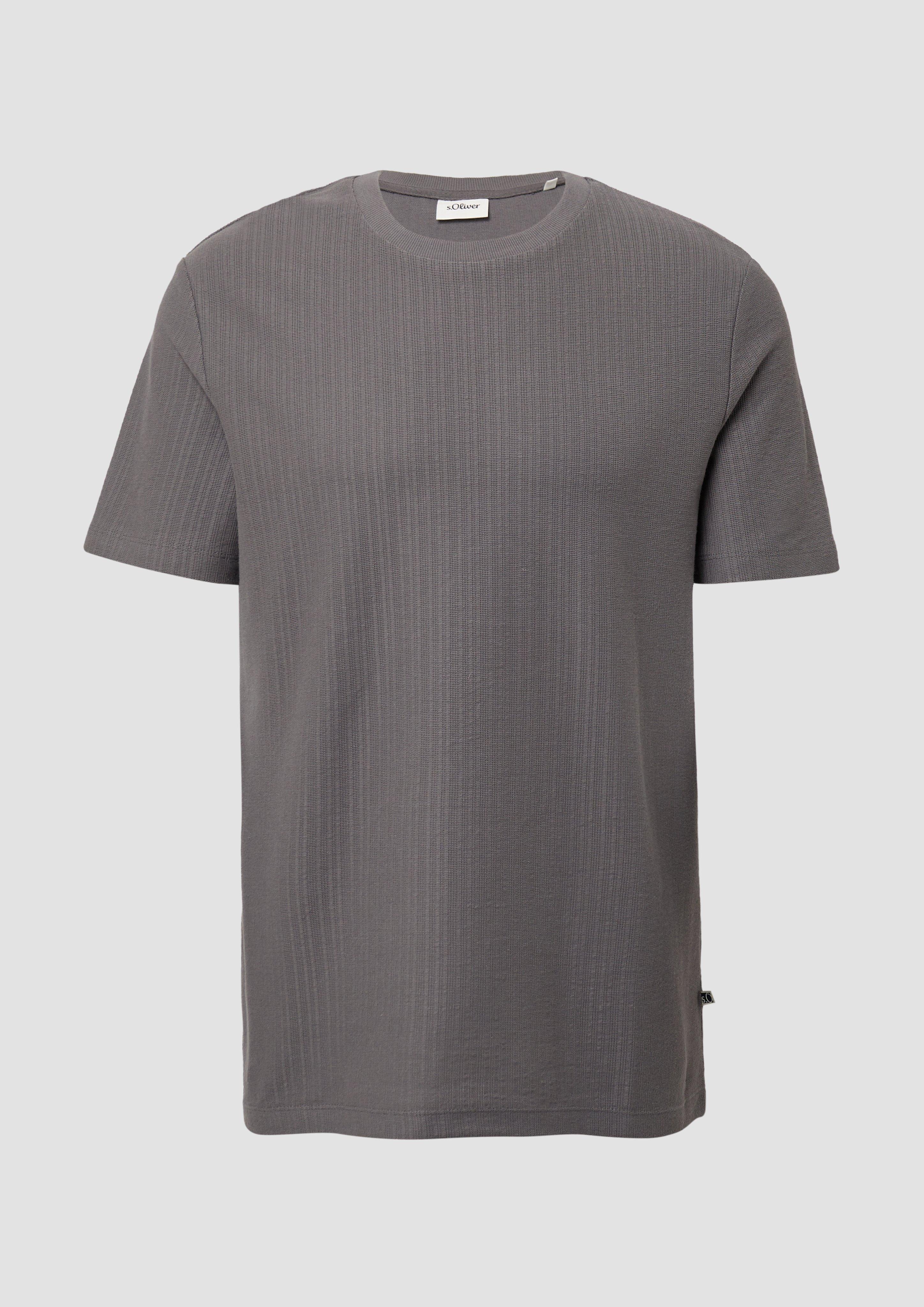 s.Oliver - Baumwoll-T-Shirt aus Strukturjersey, Herren, grau