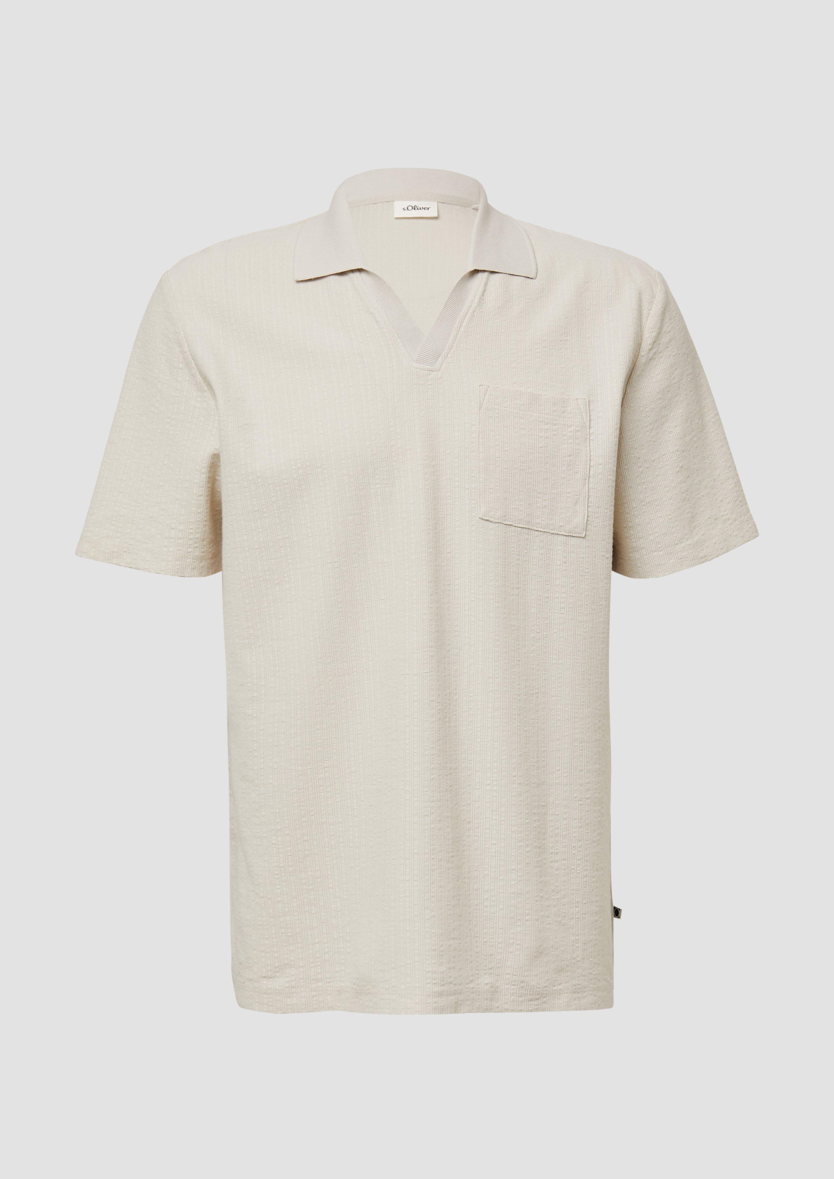 s.Oliver - Poloshirt aus Struktur-Jersey mit Brusttasche, Herren, creme