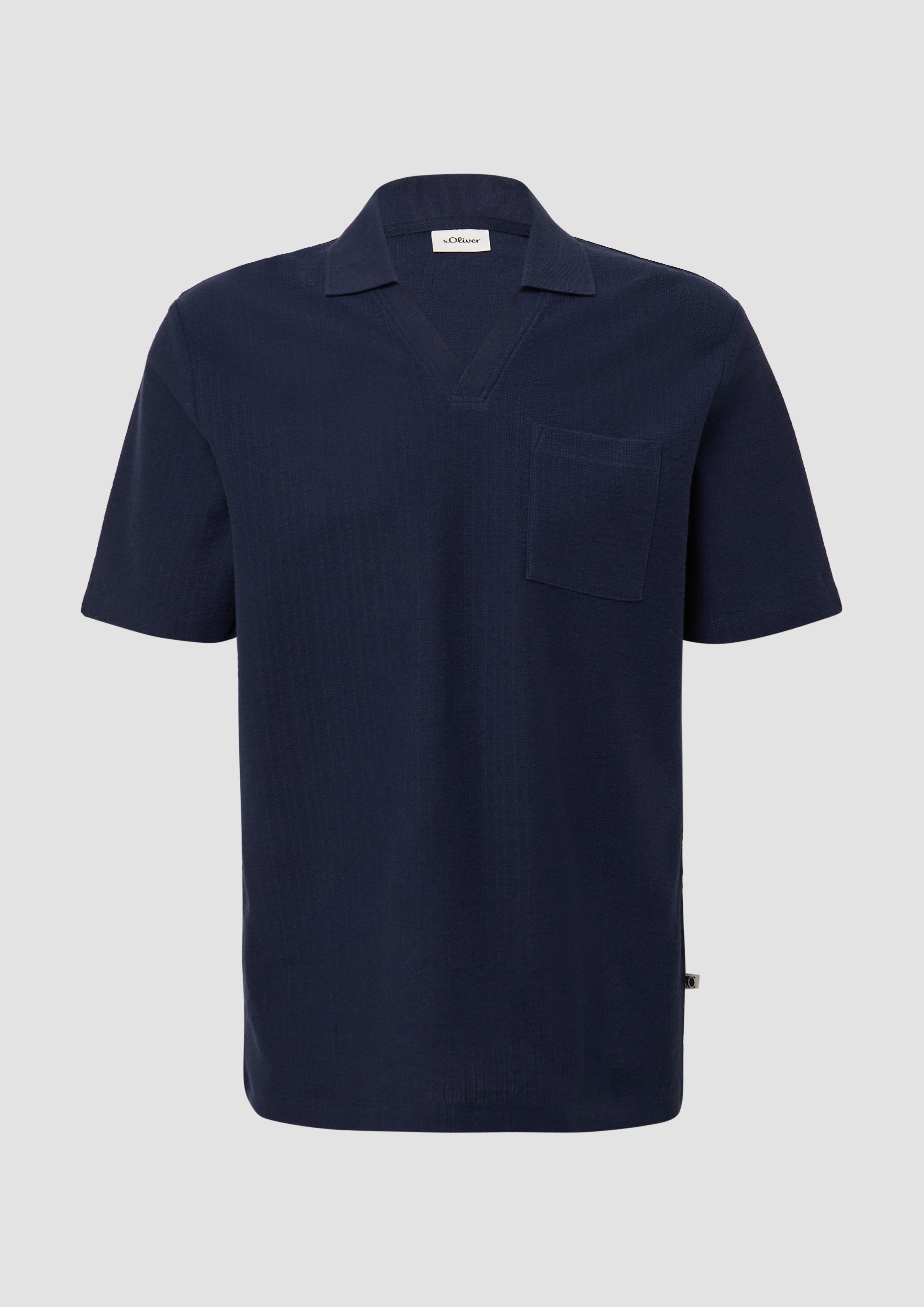 s.Oliver - Poloshirt aus Struktur-Jersey mit Brusttasche, Herren, blau