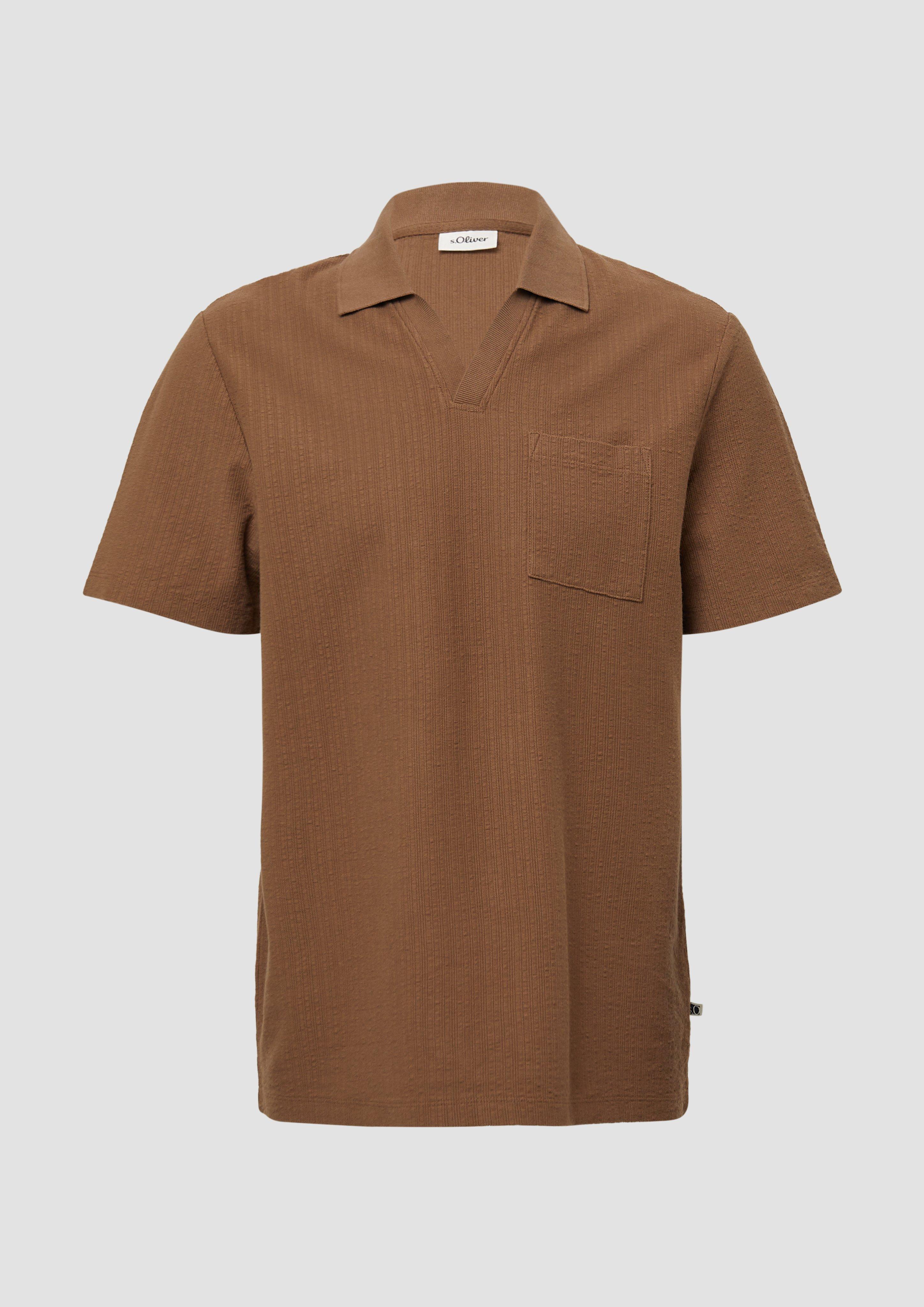 s.Oliver - Poloshirt aus Struktur-Jersey mit Brusttasche, Herren, braun