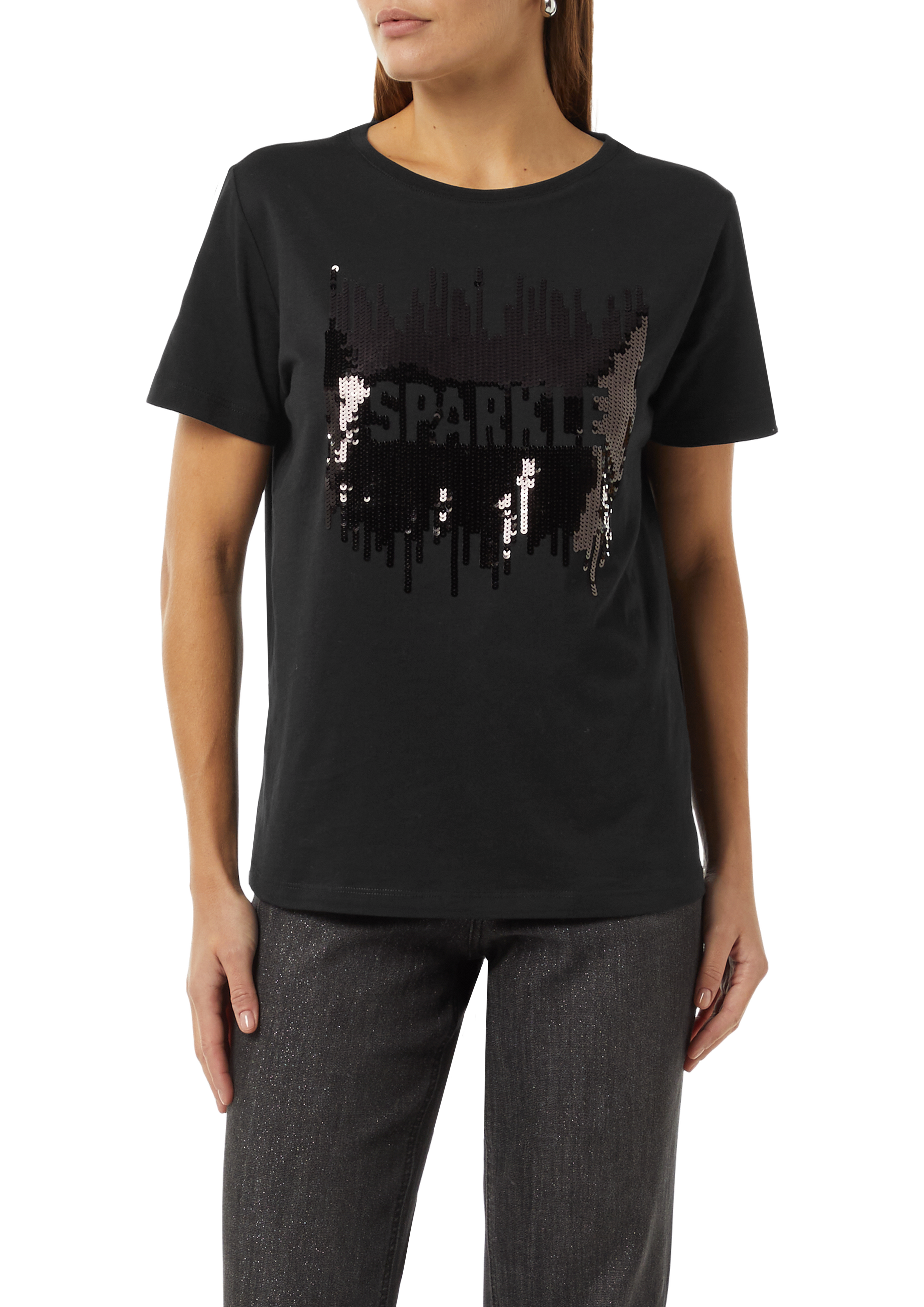T-shirt with sequin artwork - Black | SCAYLE