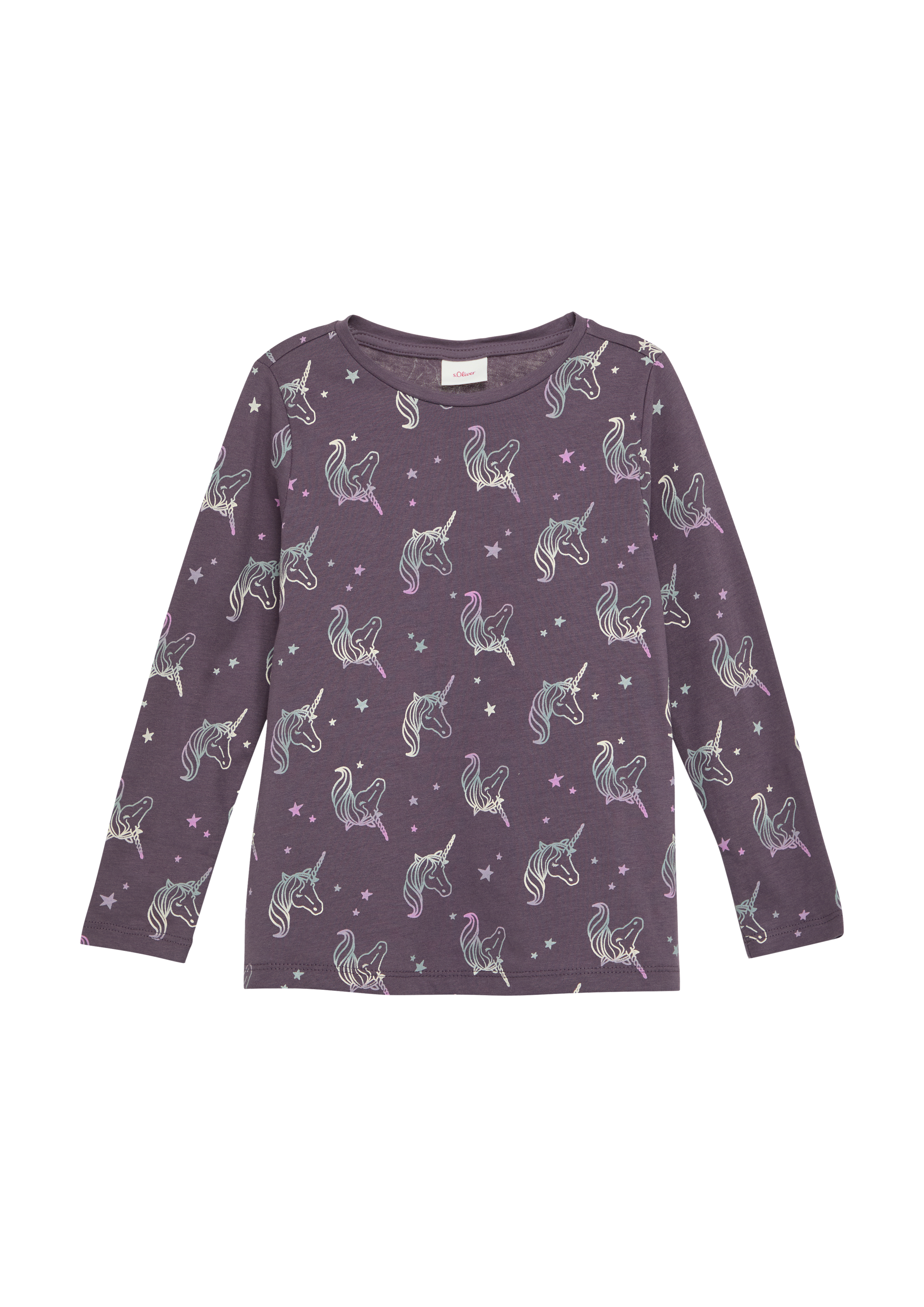Thumbnail - s.Oliver - Ausgestelltes Longsleeve mit All-over-Print, Kinder, lila