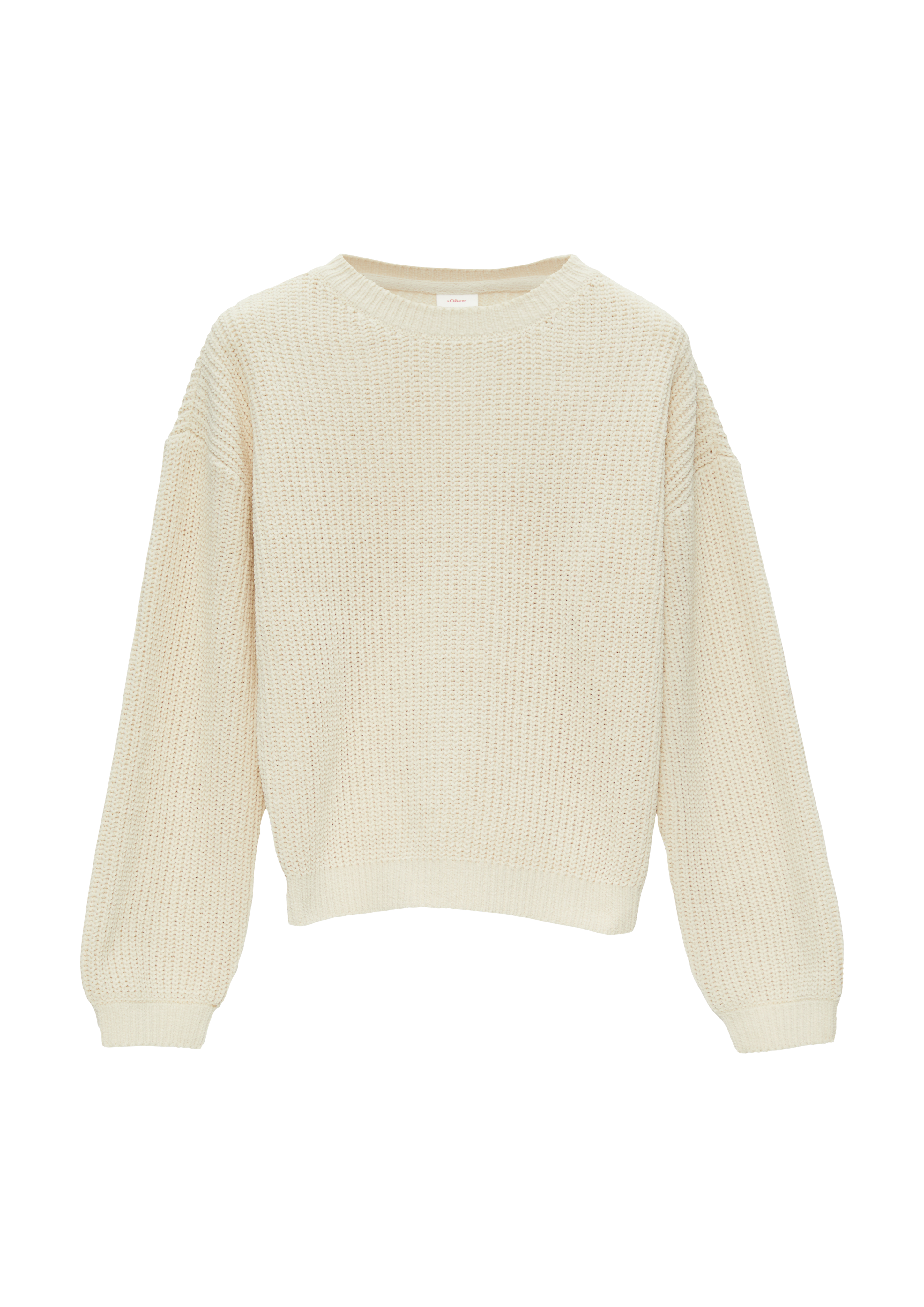 s.Oliver - Strickpullover aus Chenille-Garn, Mädchen, Beige