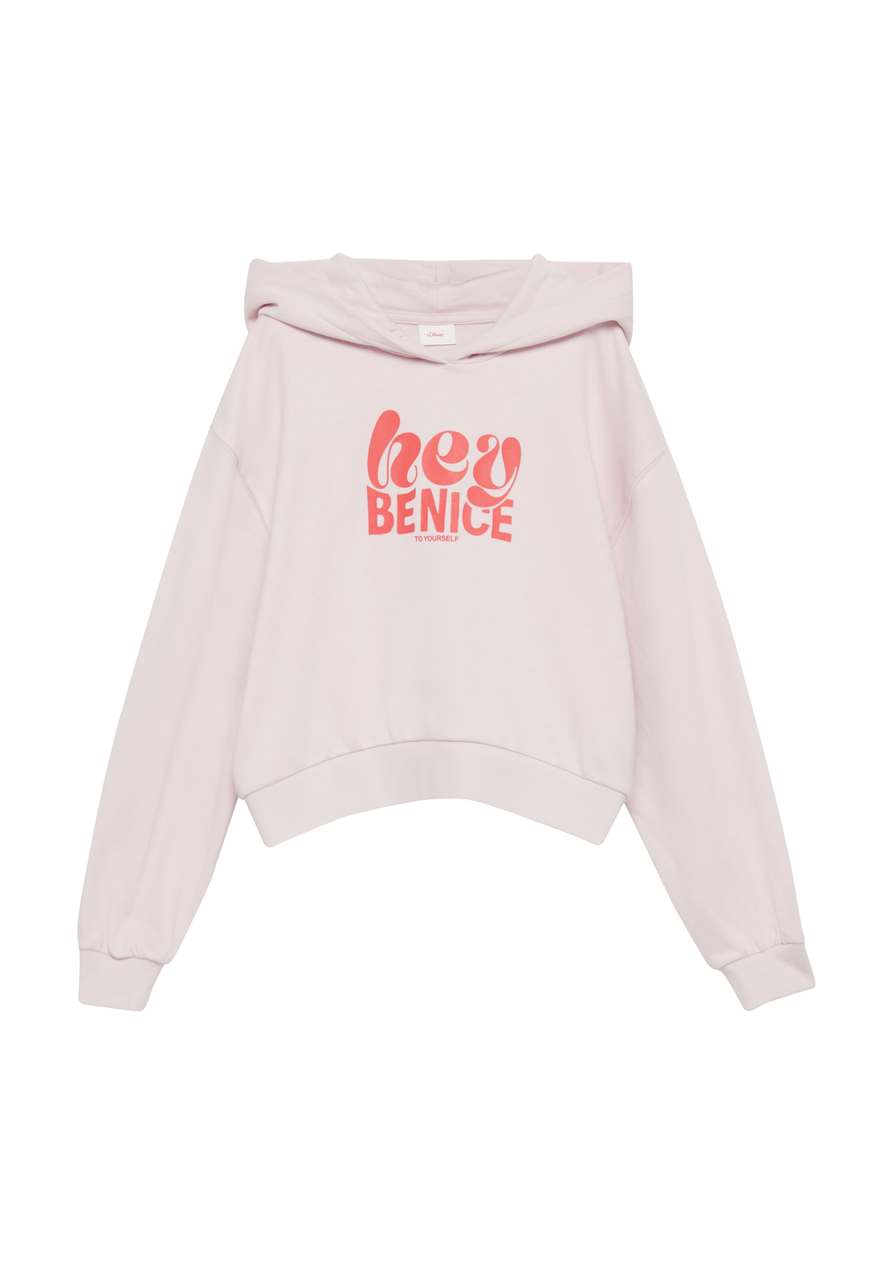 s.Oliver - Oversized Kapuzen-Sweatshirt mit Front-Print, Mädchen, Rosa