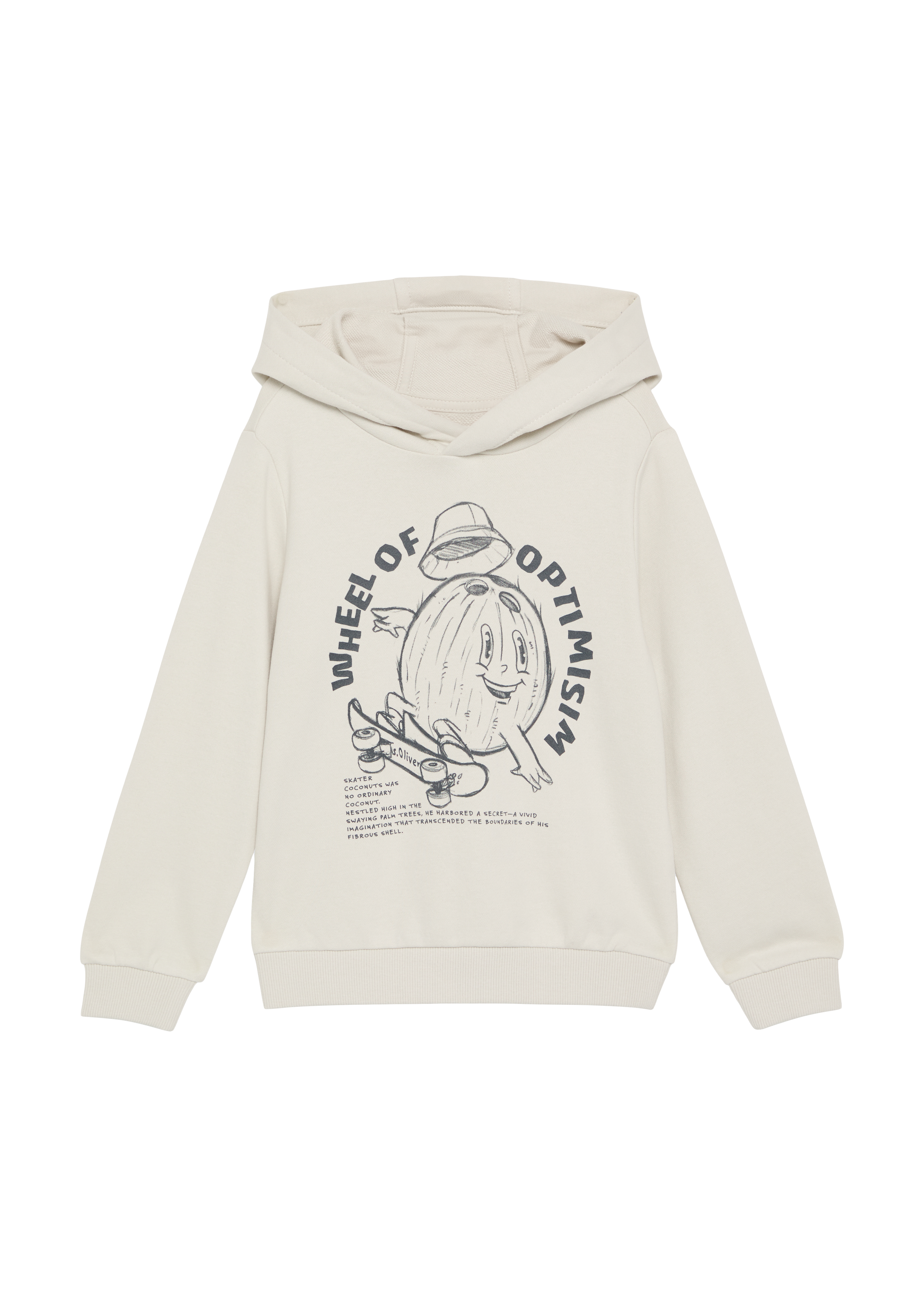 s.Oliver - Oversized Hoodie mit Frontprint, Kinder, creme