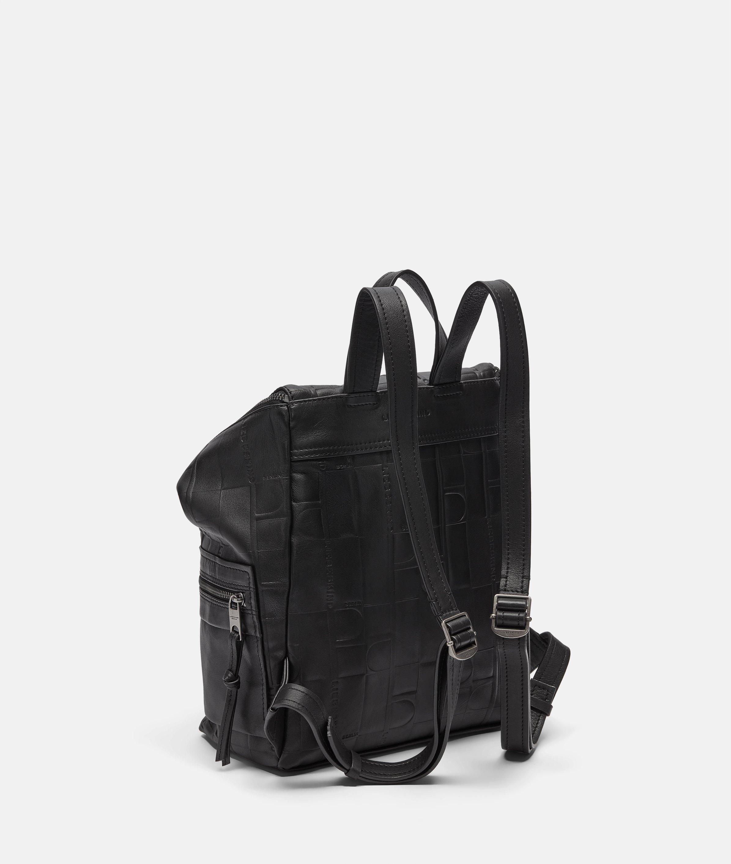 Thumbnail - Liebeskind Berlin - Rucksack aus Schafsleder mit Monogrammprägung -  schwarz