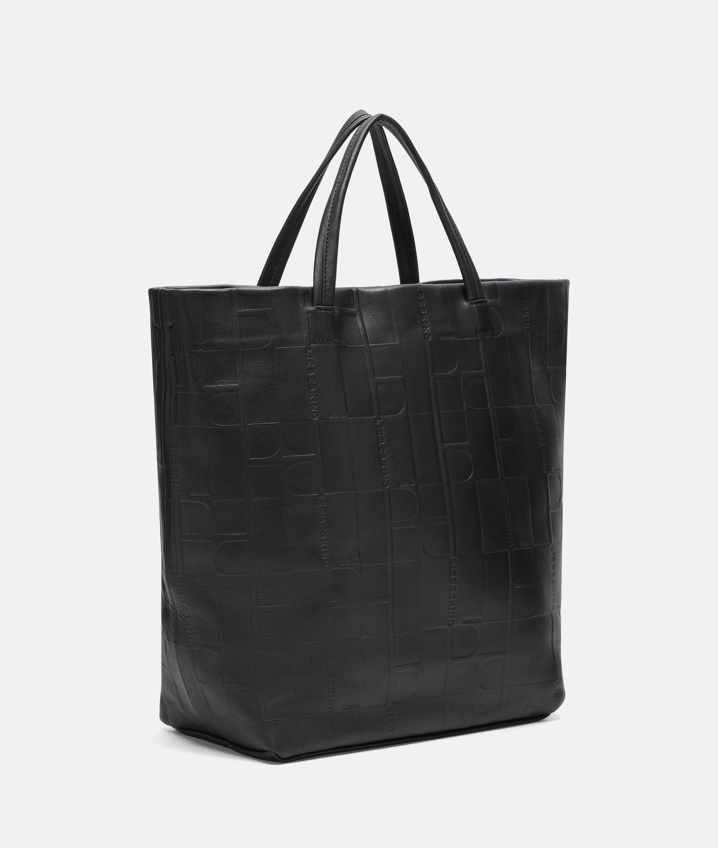 Thumbnail - Liebeskind Berlin - Großer Shopper aus Schafsleder mit Monogrammprägung -  schwarz