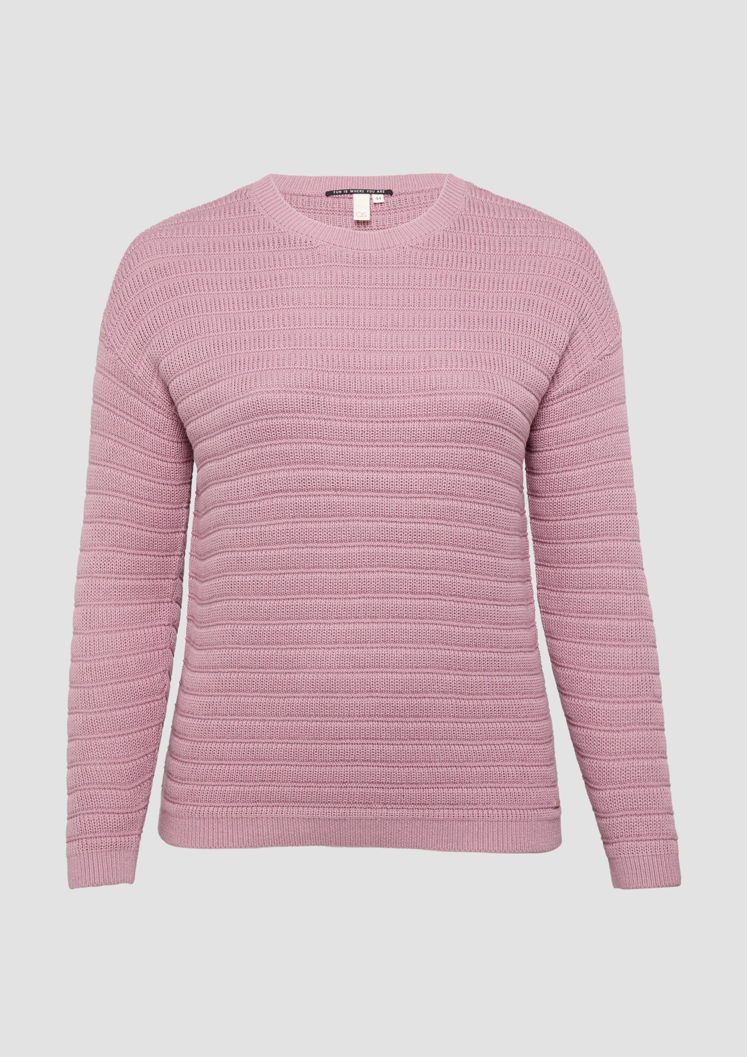 QS - Strickpullover mit Strukturmuster, Damen, Rosa