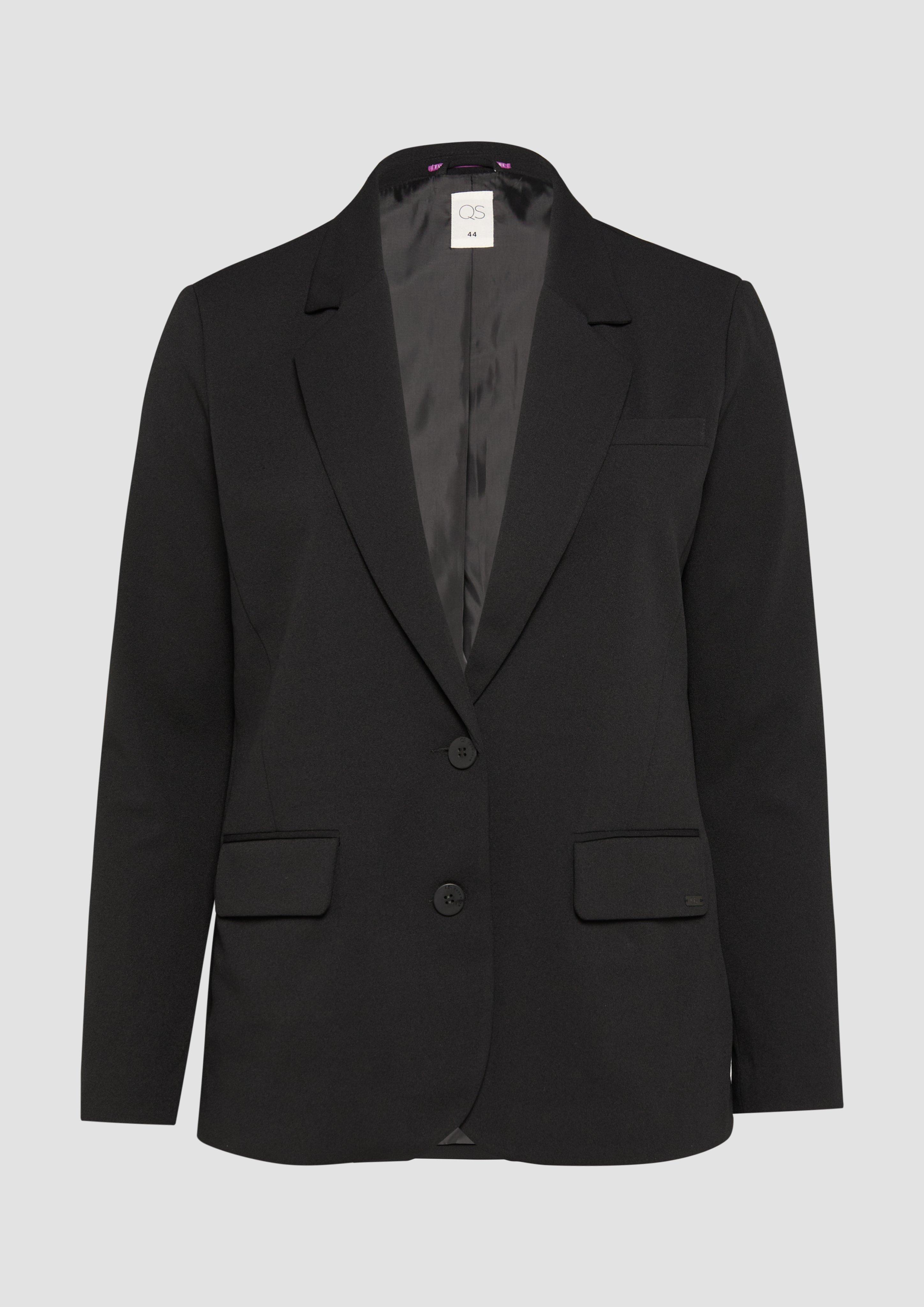 QS - Blazer mit Revers und Pattentaschen, Damen, schwarz