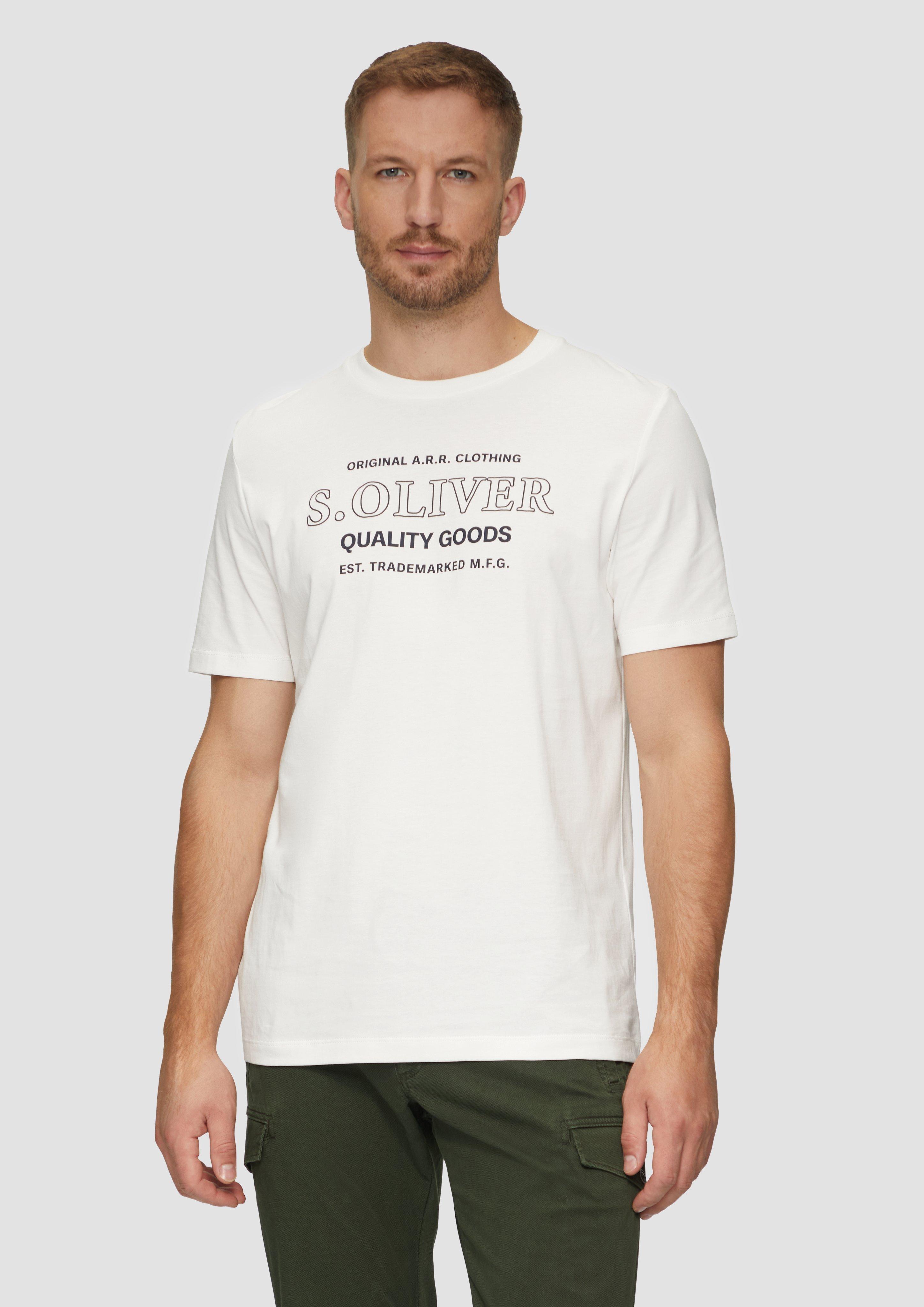 S.Oliver T-Shirt mit Logo-Motiven aus reiner Baumwolle