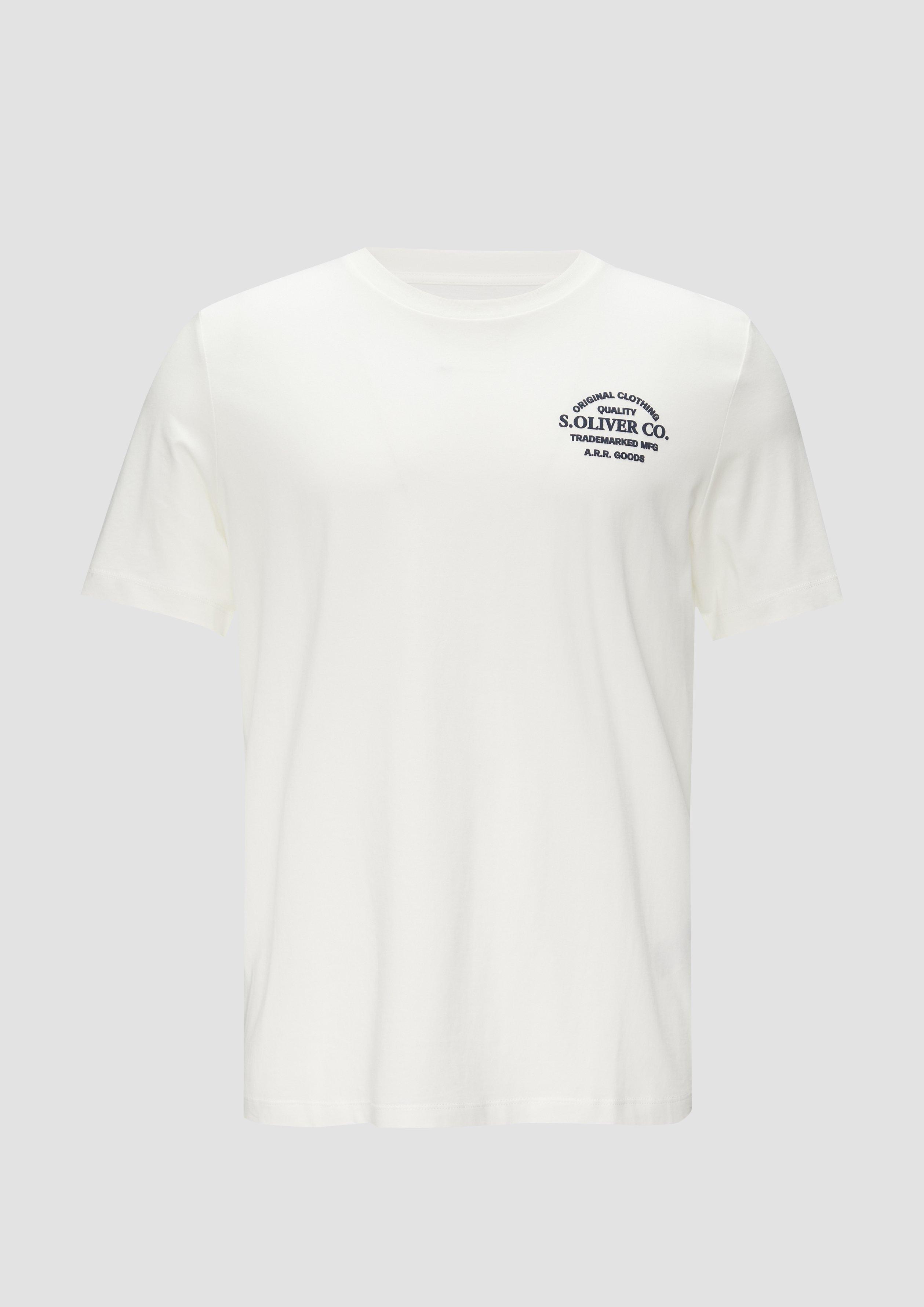 s.Oliver - T-Shirt mit Logo-Motiven aus reiner Baumwolle, Herren, weiß