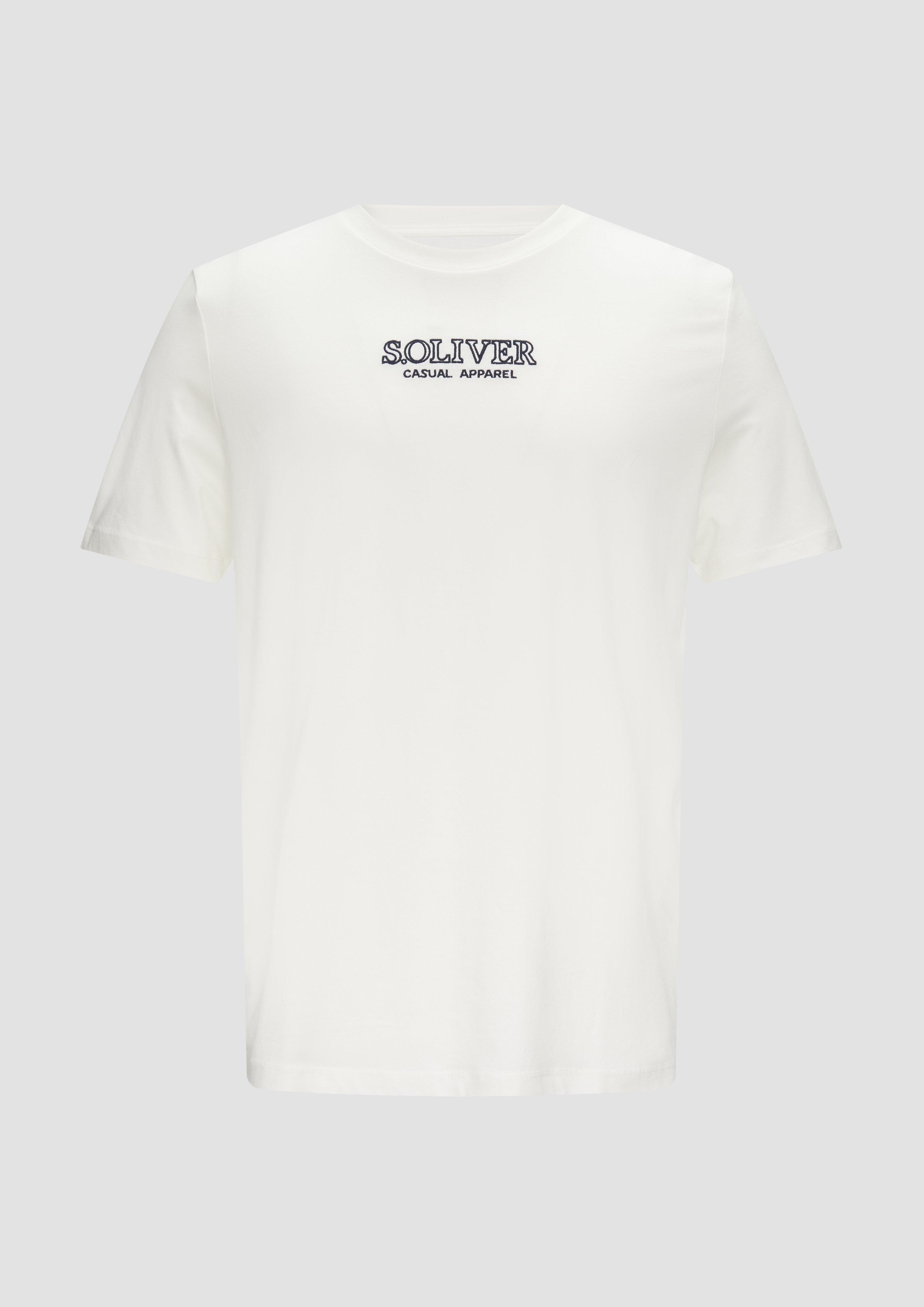 s.Oliver - T-Shirt mit Logo-Motiven aus reiner Baumwolle, Herren, weiß