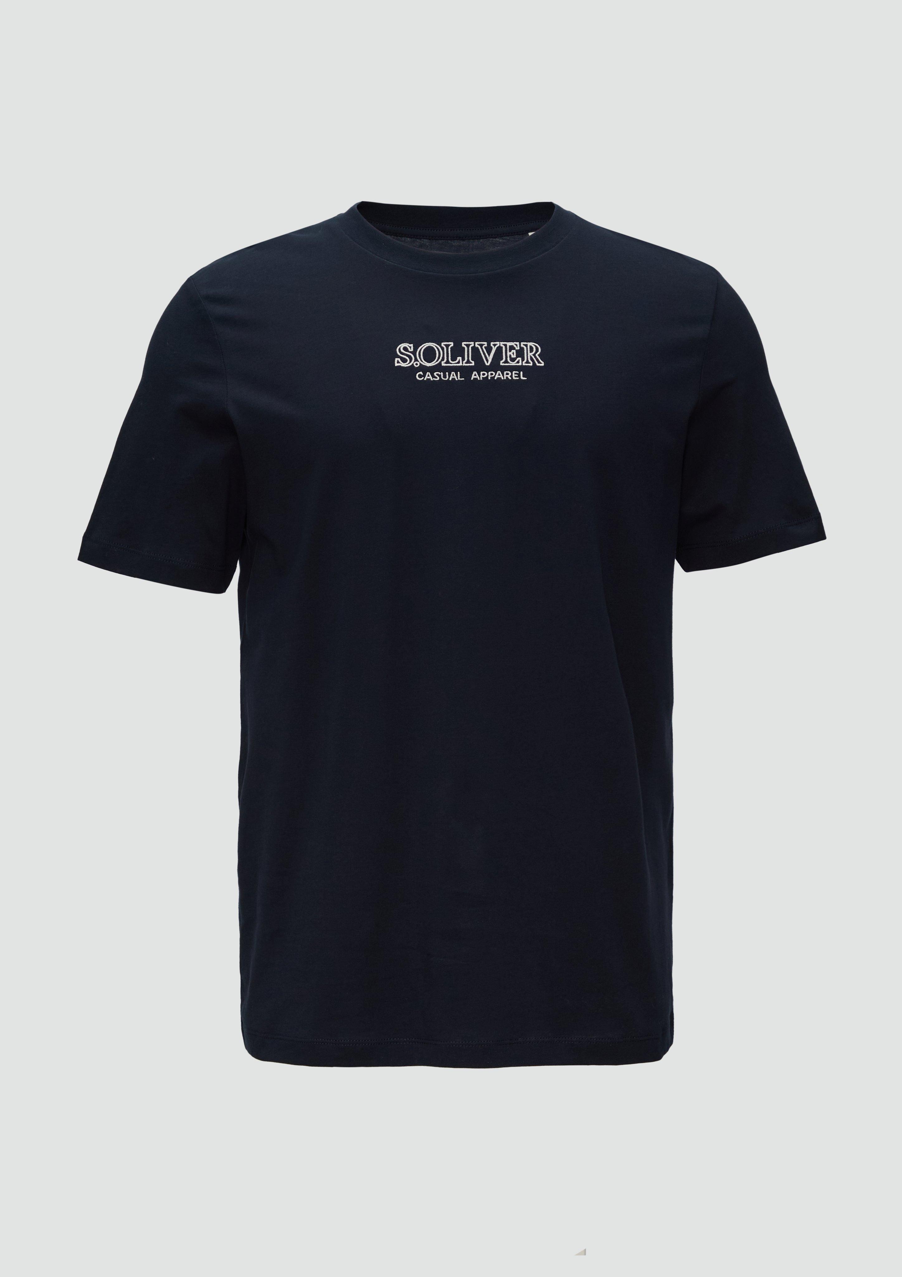 s.Oliver - T-Shirt mit Logo-Motiven aus reiner Baumwolle, Herren, blau