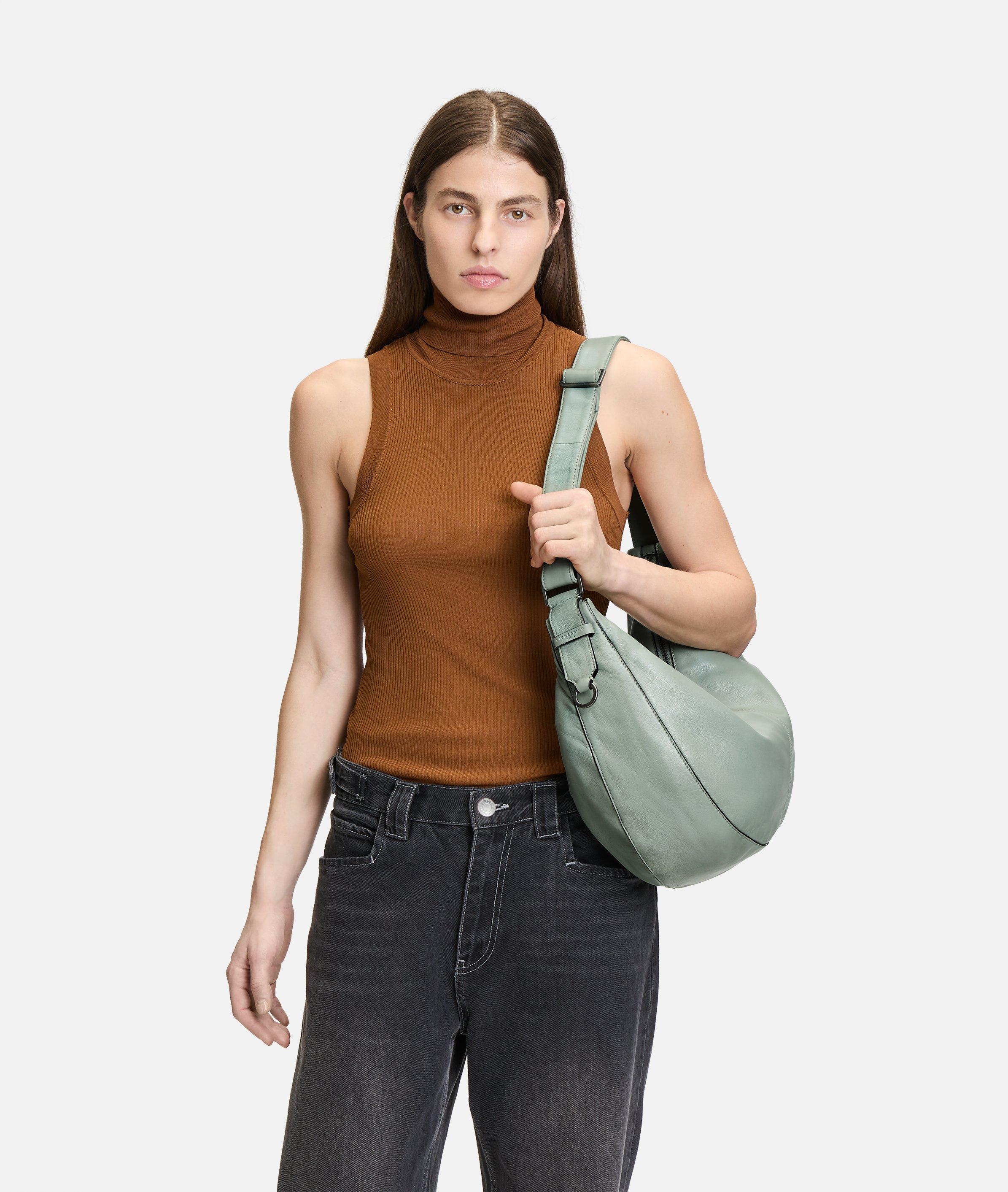 Moon Hobo M en vert, noir, beige, crème, bleu & gris