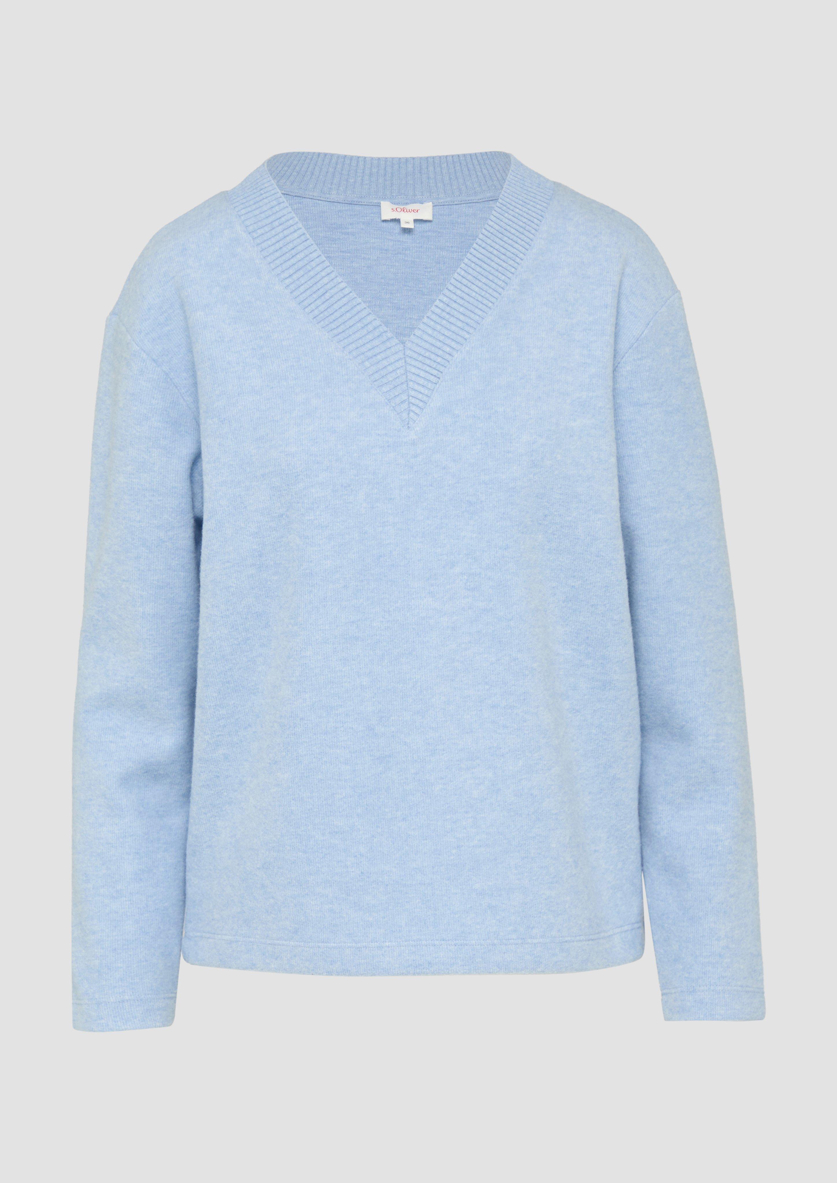 s.Oliver - Weiches Sweatshirt mit V-Ausschnitt, Damen, blau