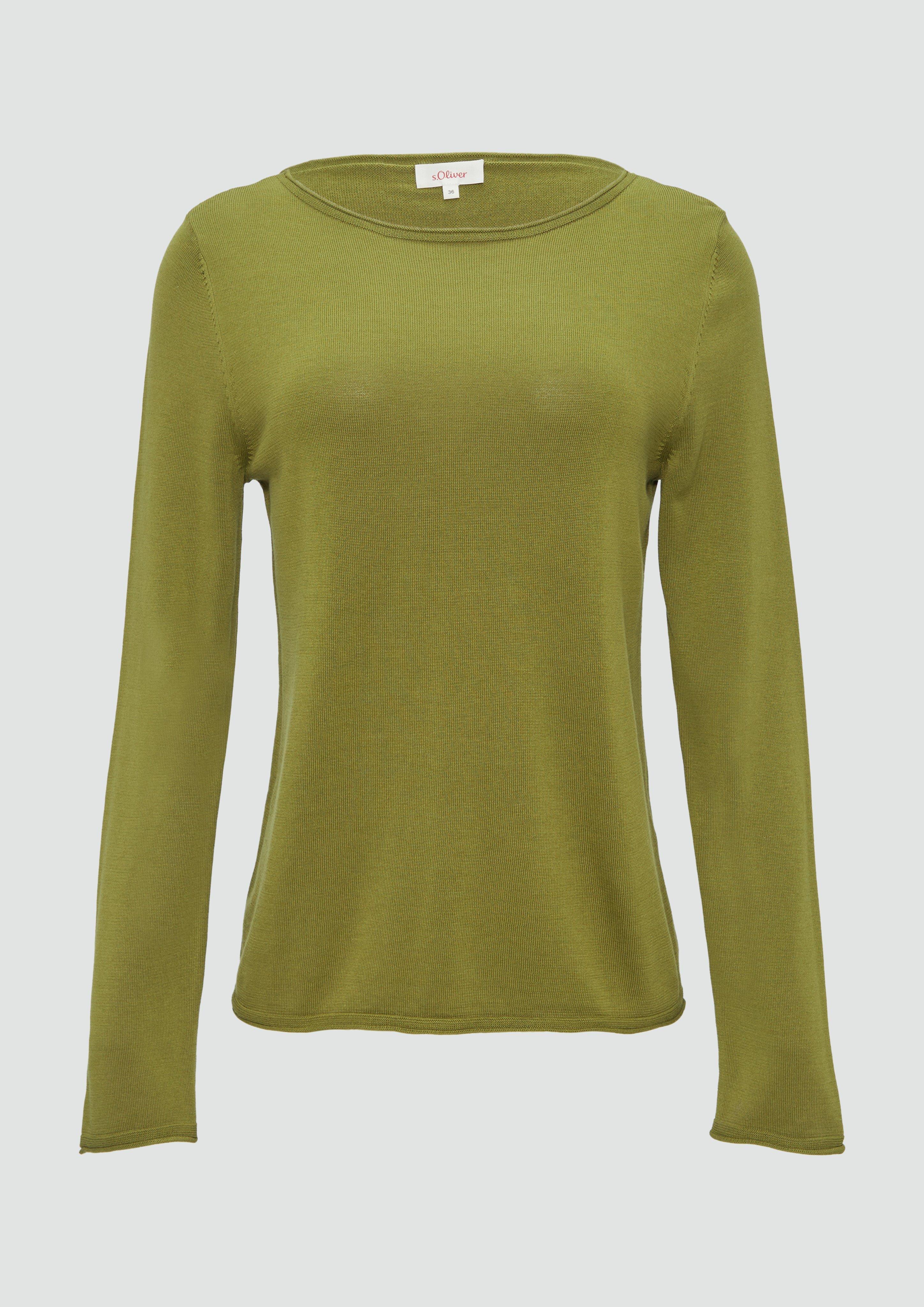 Thumbnail - s.Oliver - Leichter Feinstrickpullover mit Rollkante, Damen, Grün