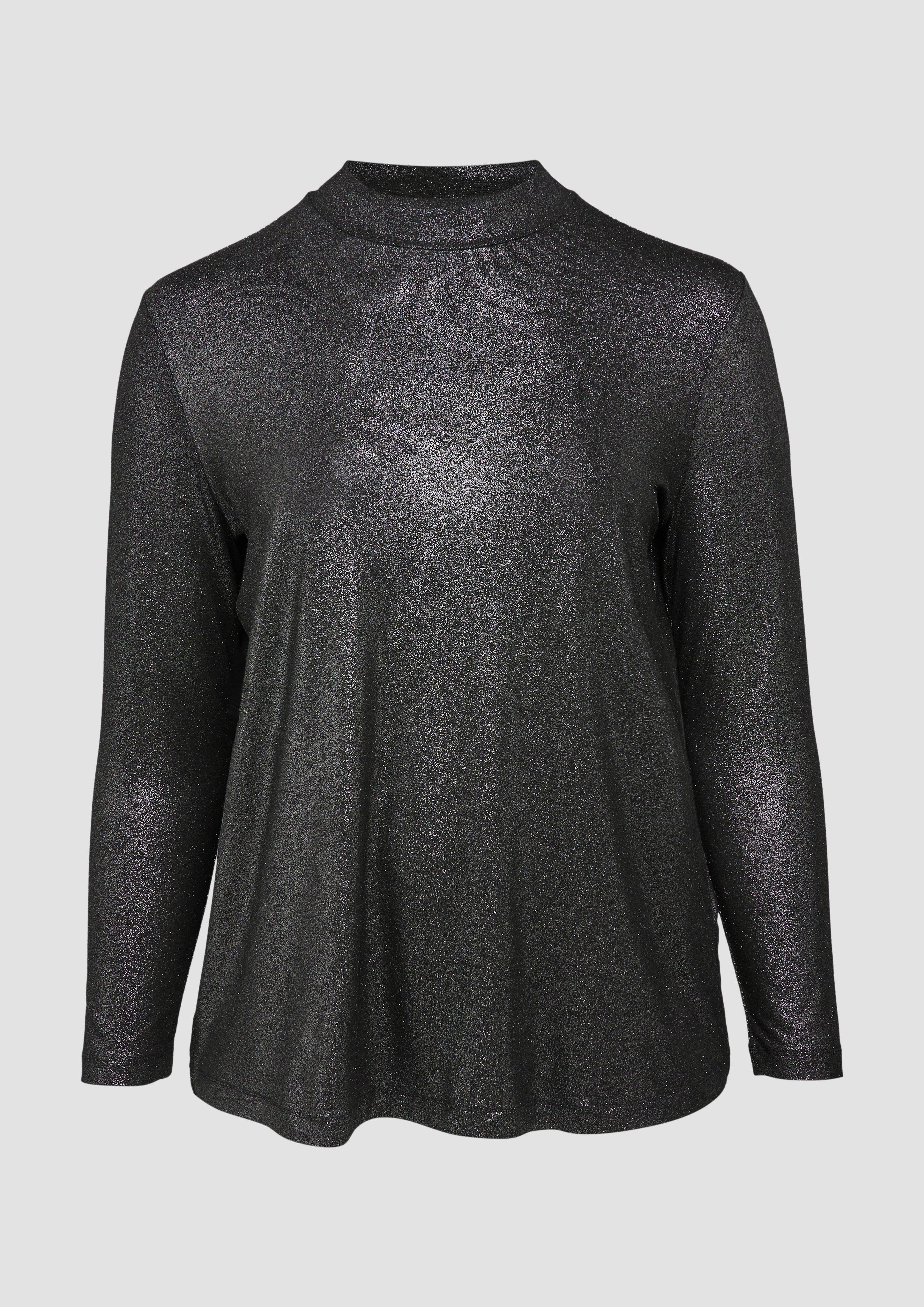 s.Oliver - Langarmshirt mit Glitzereffekt, Damen, schwarz