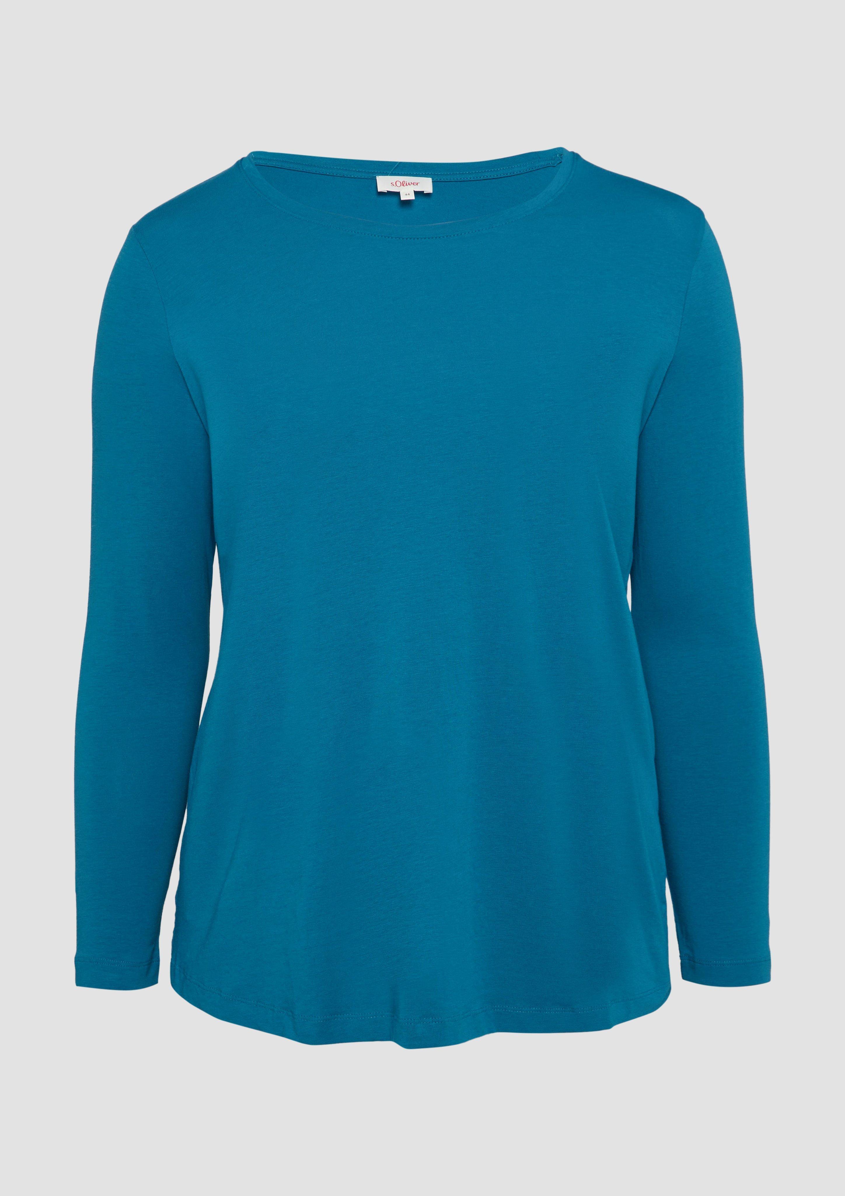 Thumbnail - s.Oliver - Longsleeve aus Baumwollmix, Damen, Blau