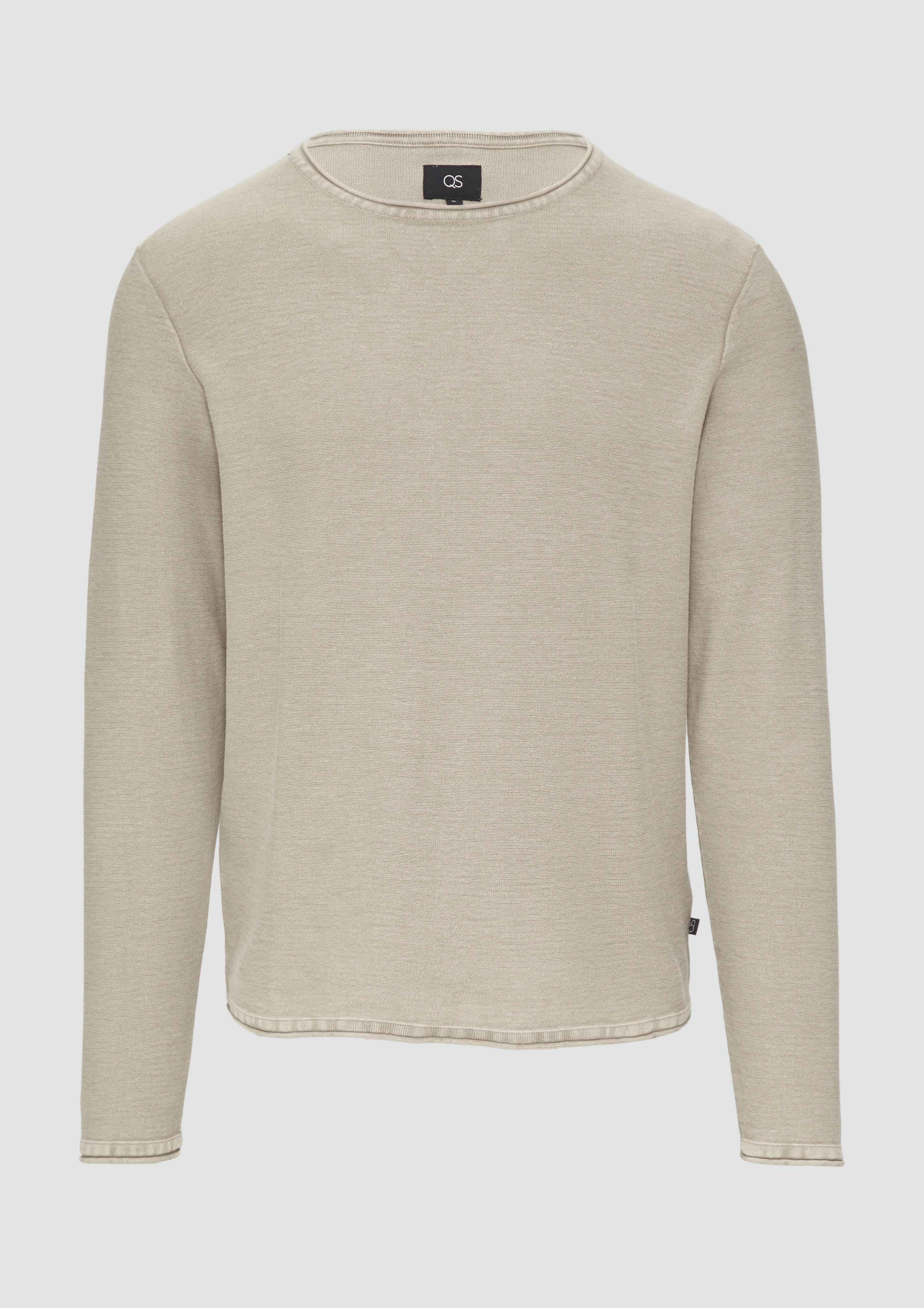 QS - Gewaschener Feinstrickpullover mit Rollkante, Herren, Beige