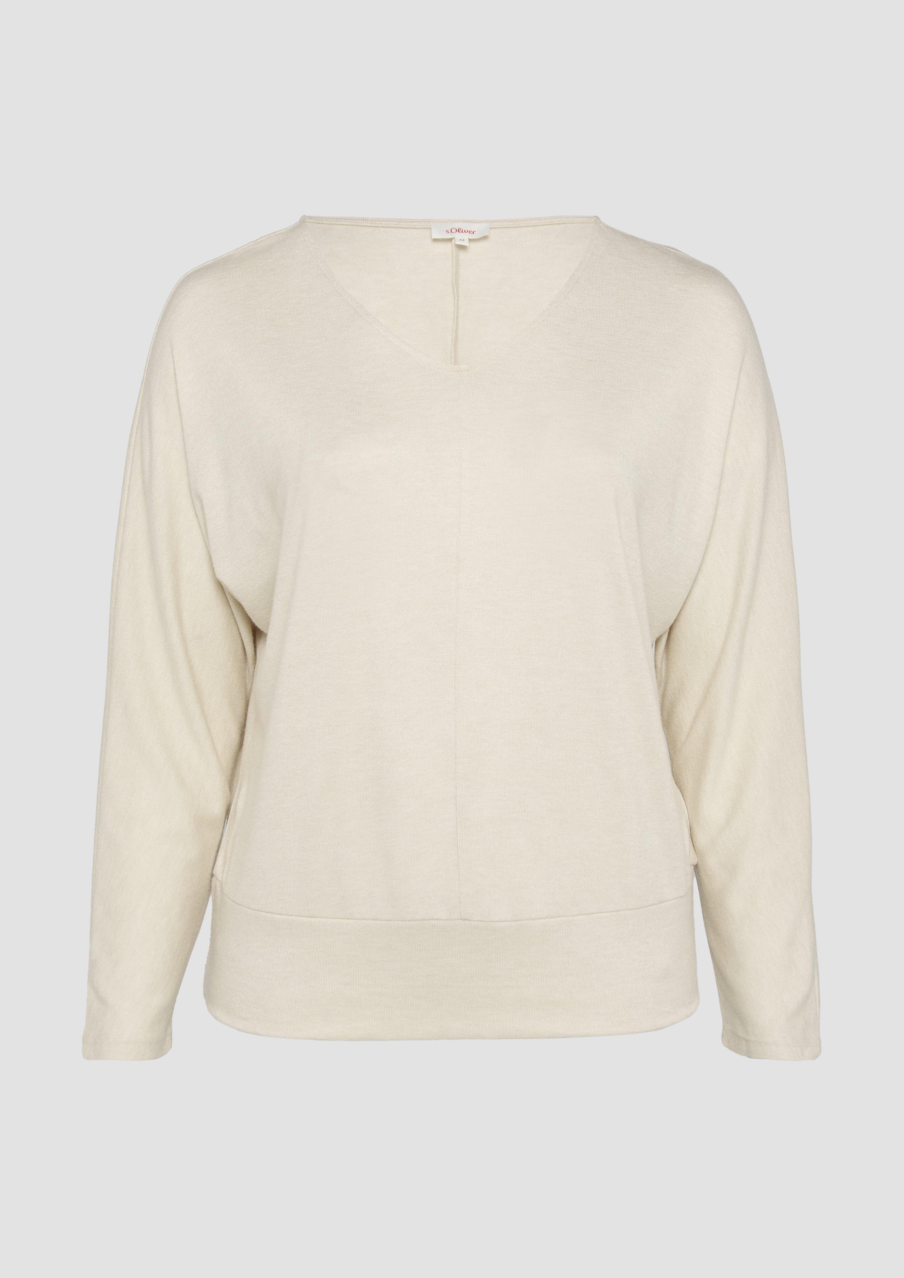 s.Oliver - Langarmshirt mit Fledermausärmeln und breitem Bund, Damen, Beige