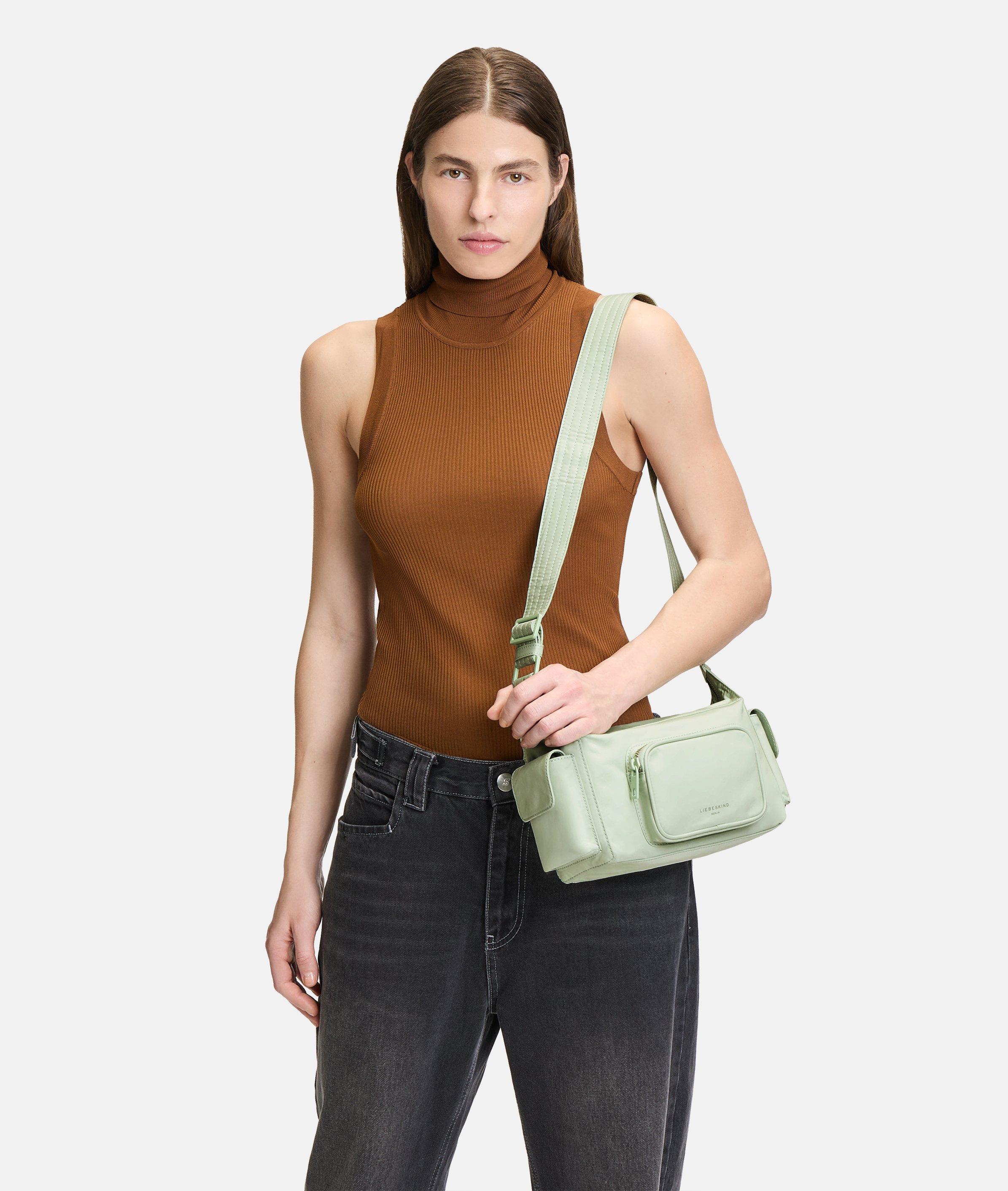 Crossbody in groen, crème, oranje, zwart, geel, blauw & blauw