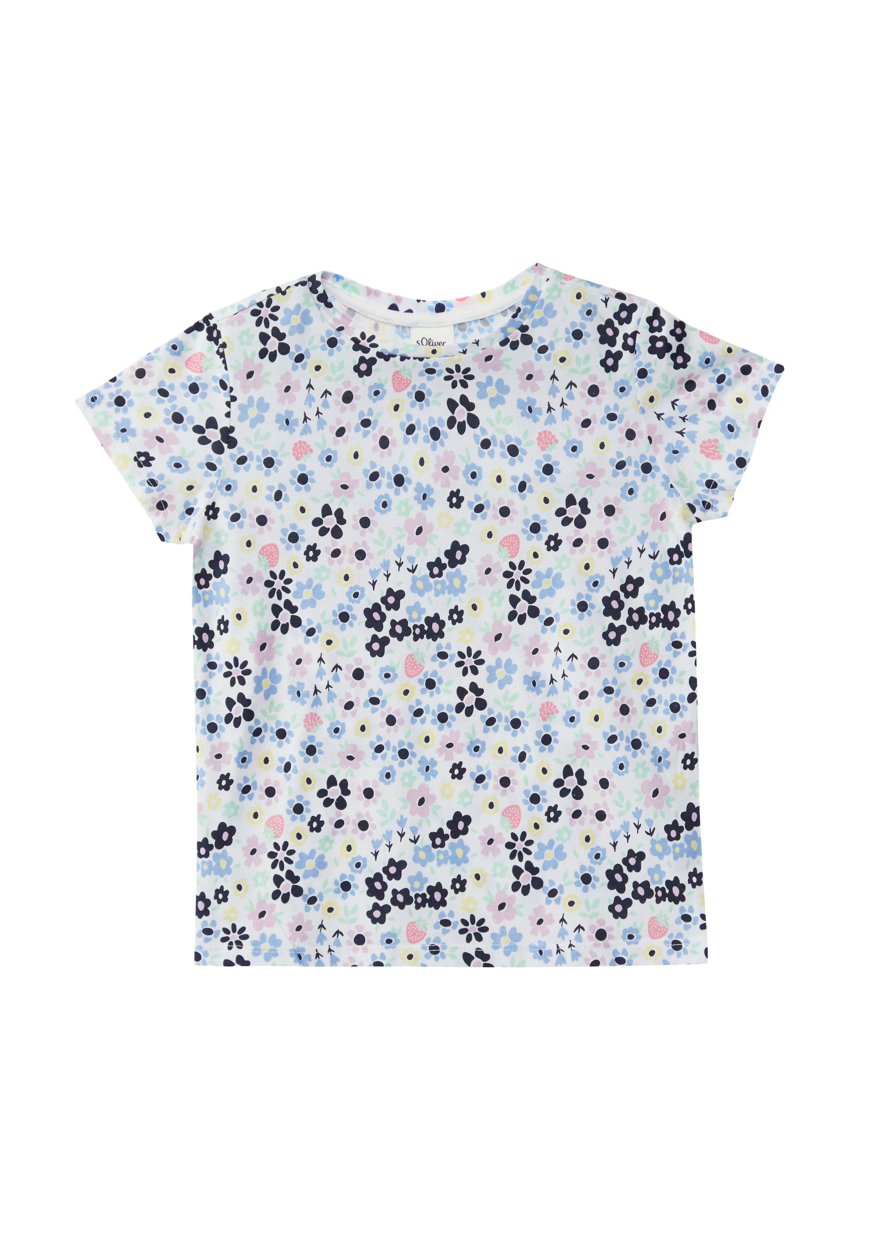 s.Oliver - T-Shirt mit All-over-Print im Loose Fit, Kinder, weiß