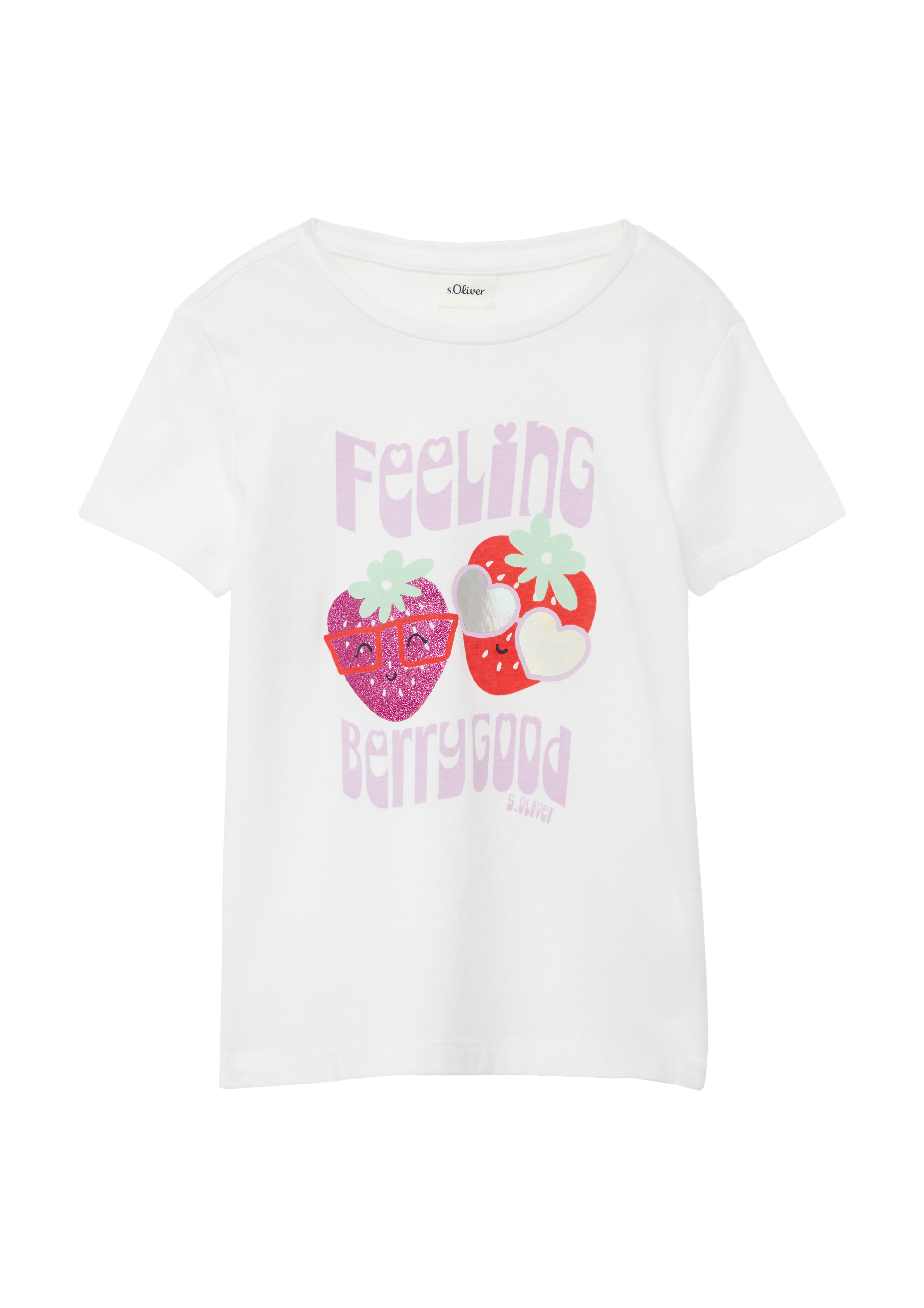 s.Oliver - Jersey-T-Shirt im Loose Fit mit Effektprint, Kinder, weiß