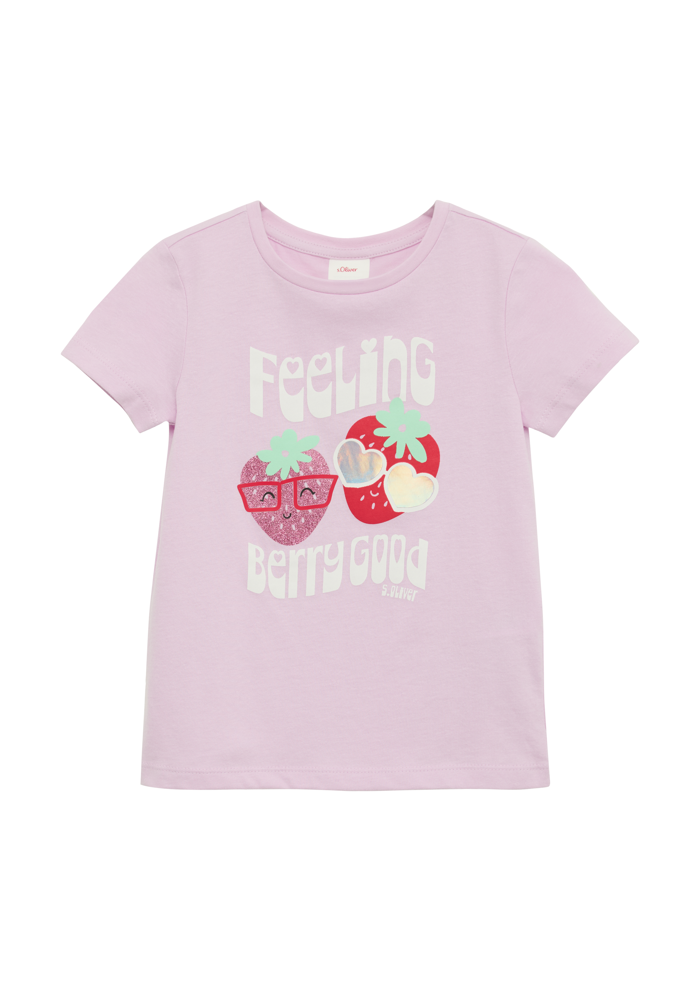 s.Oliver - Jersey-T-Shirt im Loose Fit mit Effektprint, Kinder, Rosa
