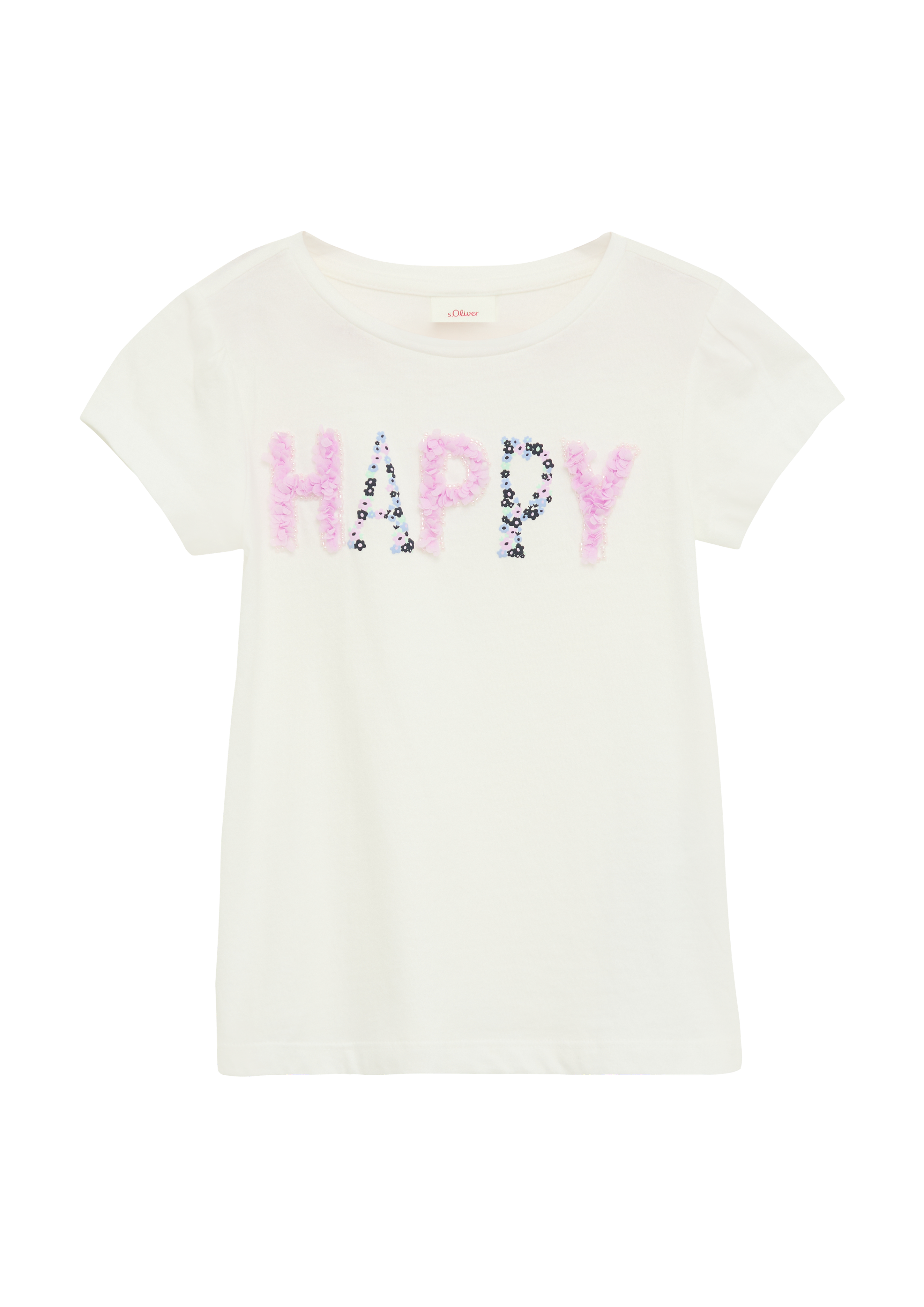 s.Oliver - T-Shirt in A-Shape mit Artwork, Kinder, weiß