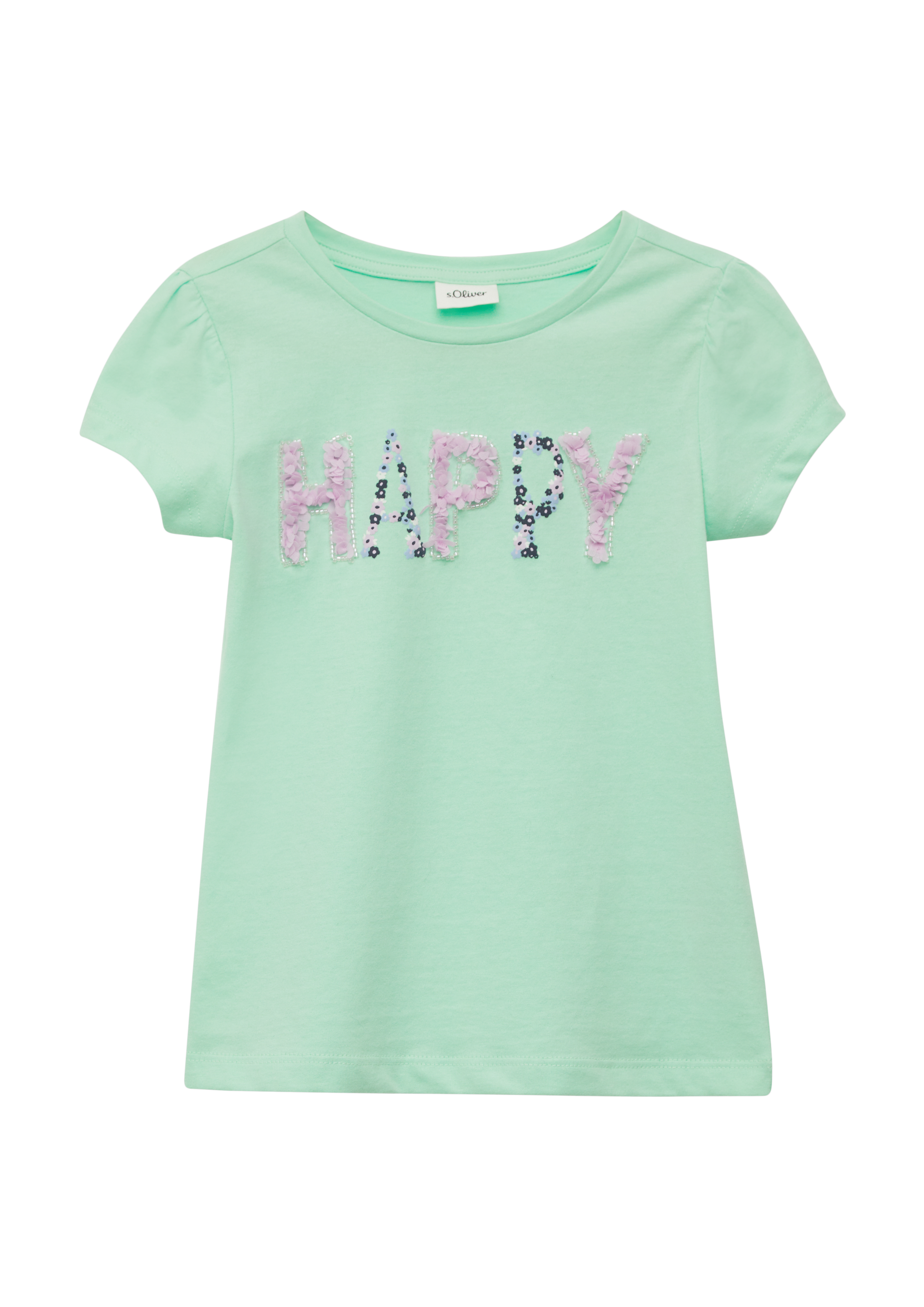 s.Oliver - T-Shirt in A-Shape mit Artwork, Kinder, türkis