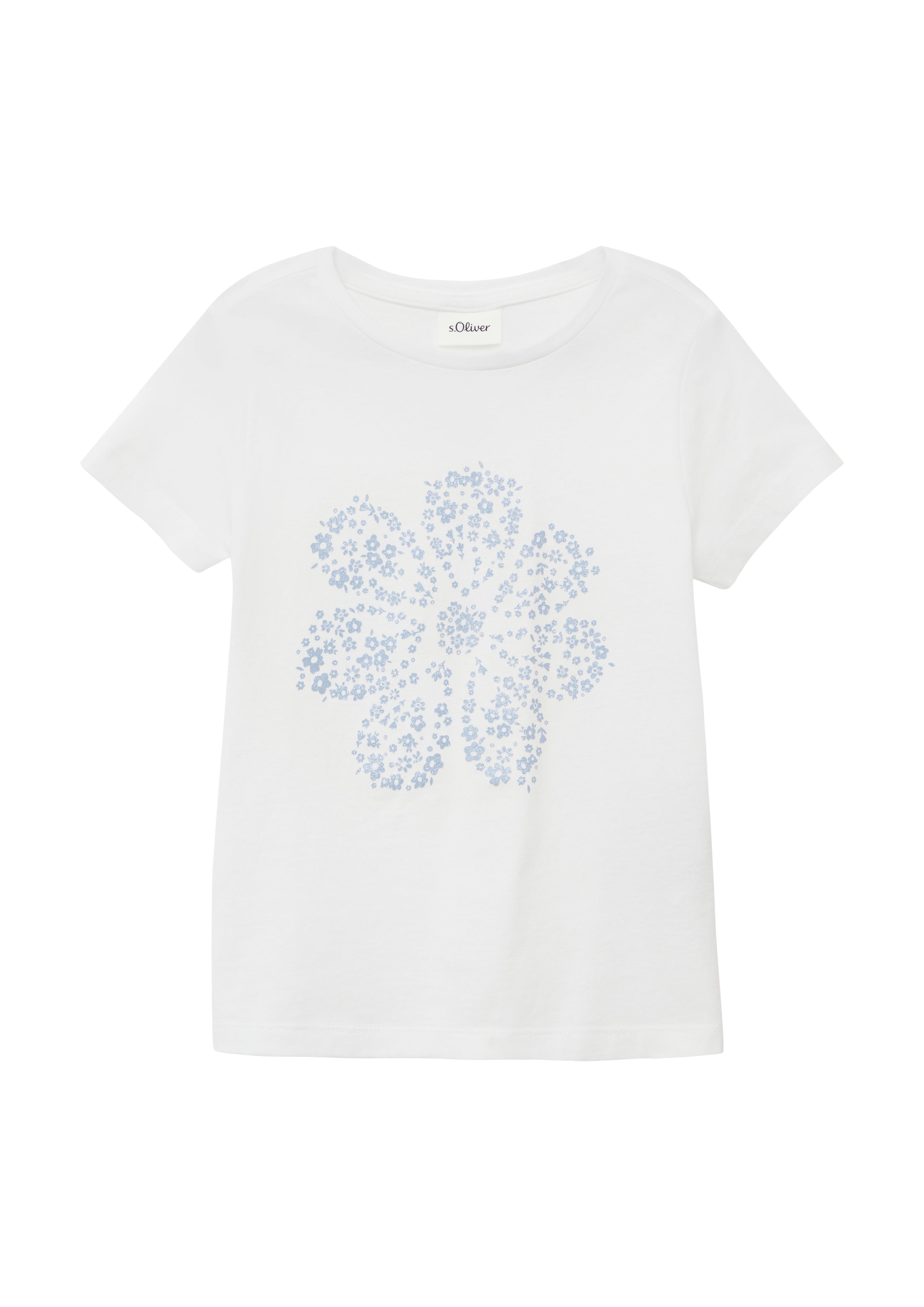 s.Oliver - T-Shirt mit Glitzerprint, Kinder, weiß