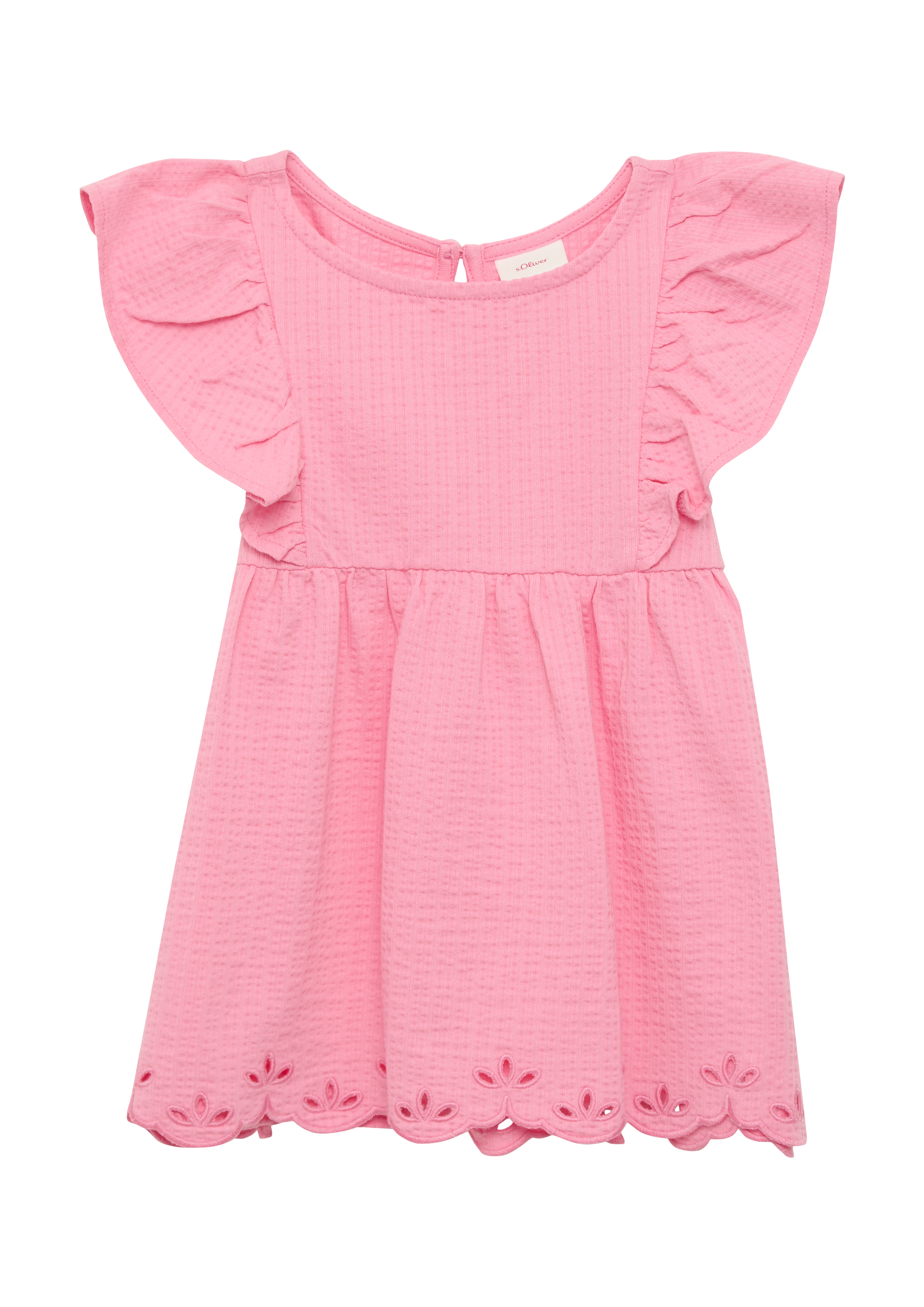 s.Oliver - Strukturiertes T-Shirt mit Volantärmeln und Lochmuster, Kinder, Rosa